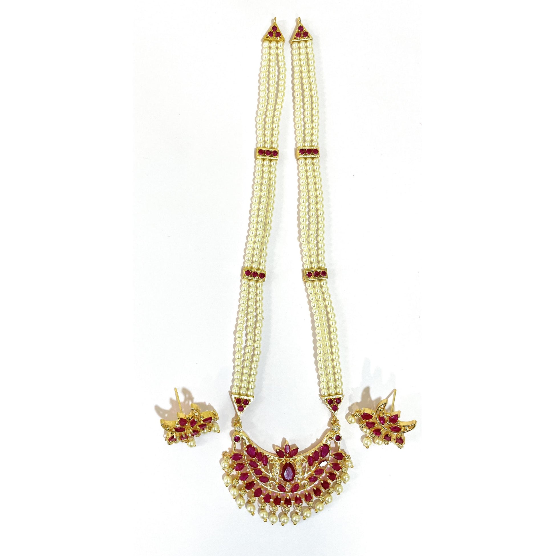 Pink & Red Moti Ranihaar Set