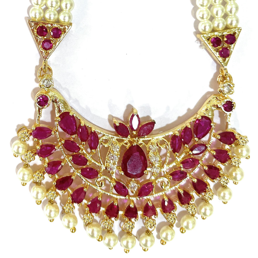 Pink & Red Moti Ranihaar Set