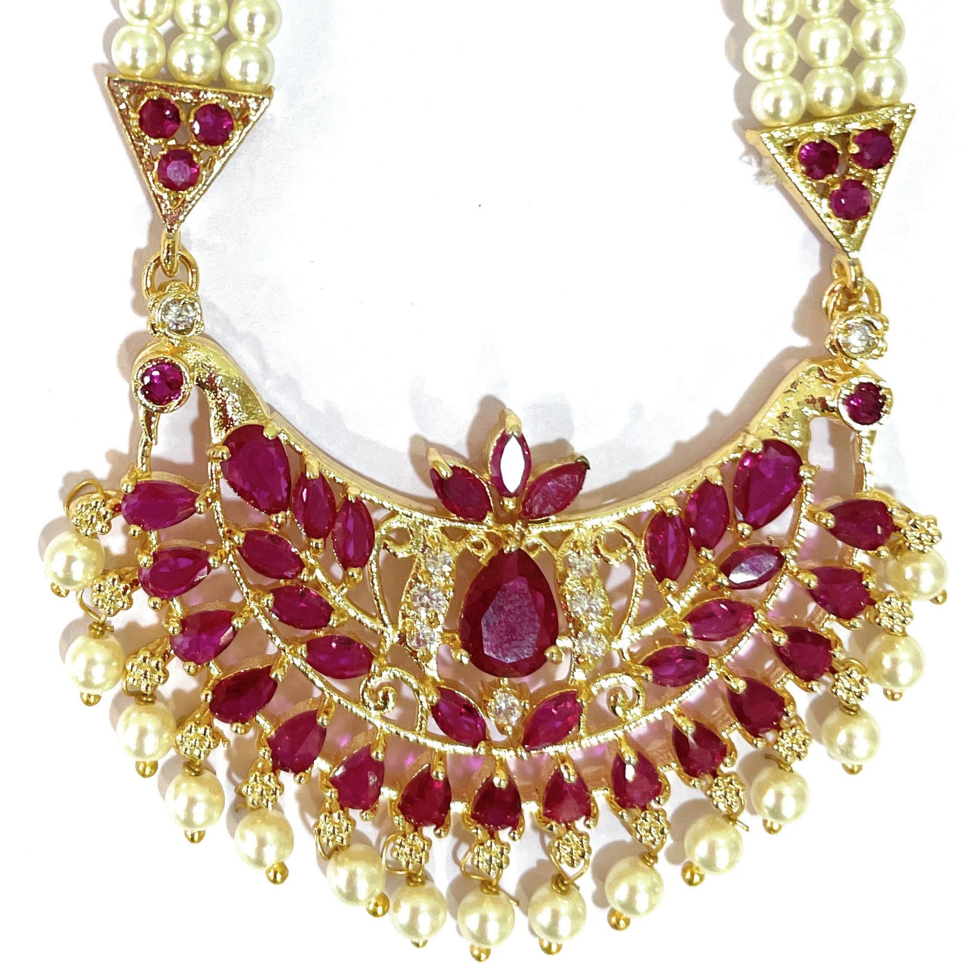 Pink & Red Moti Ranihaar Set