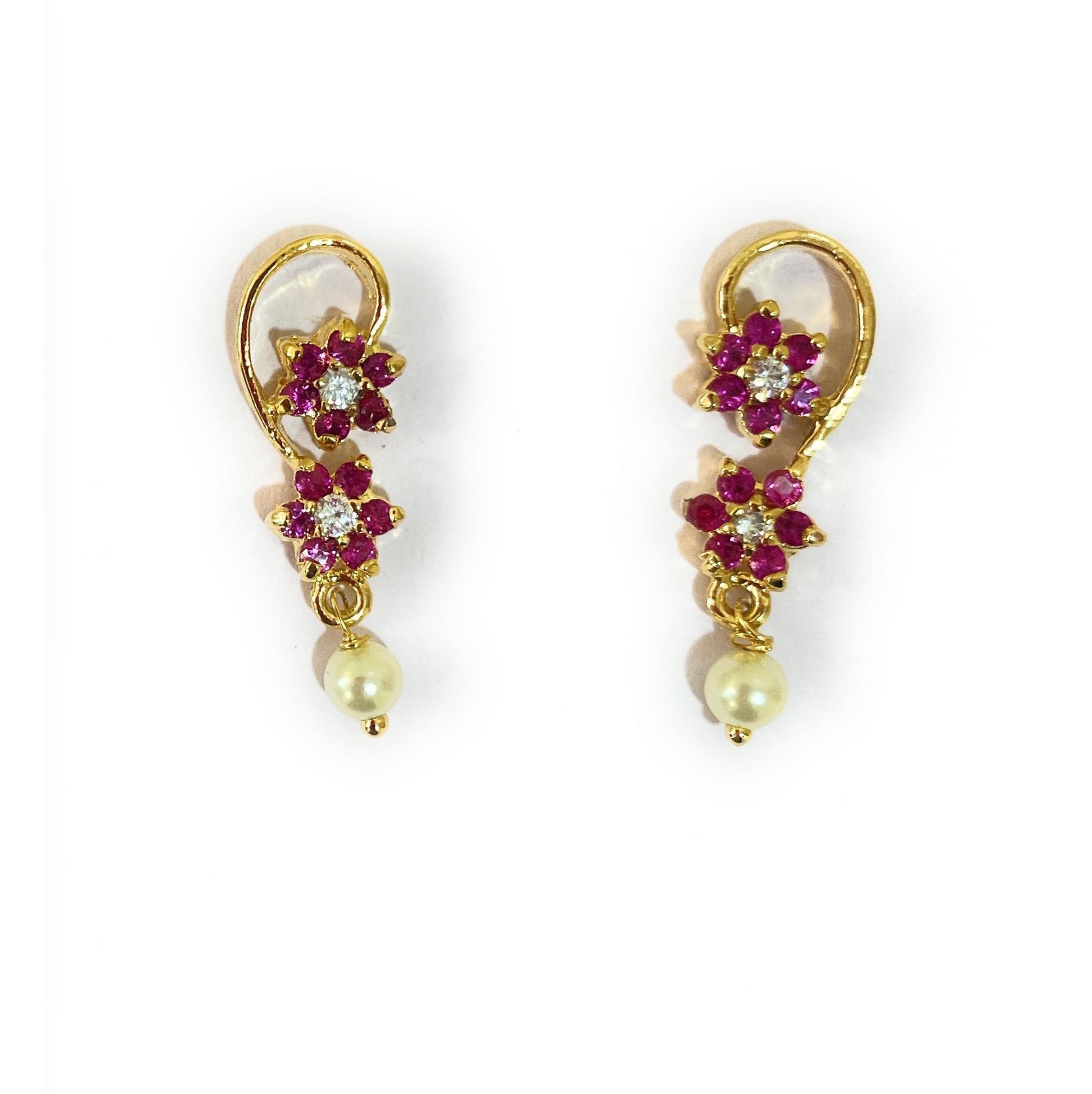Flower Pair Earrings Red