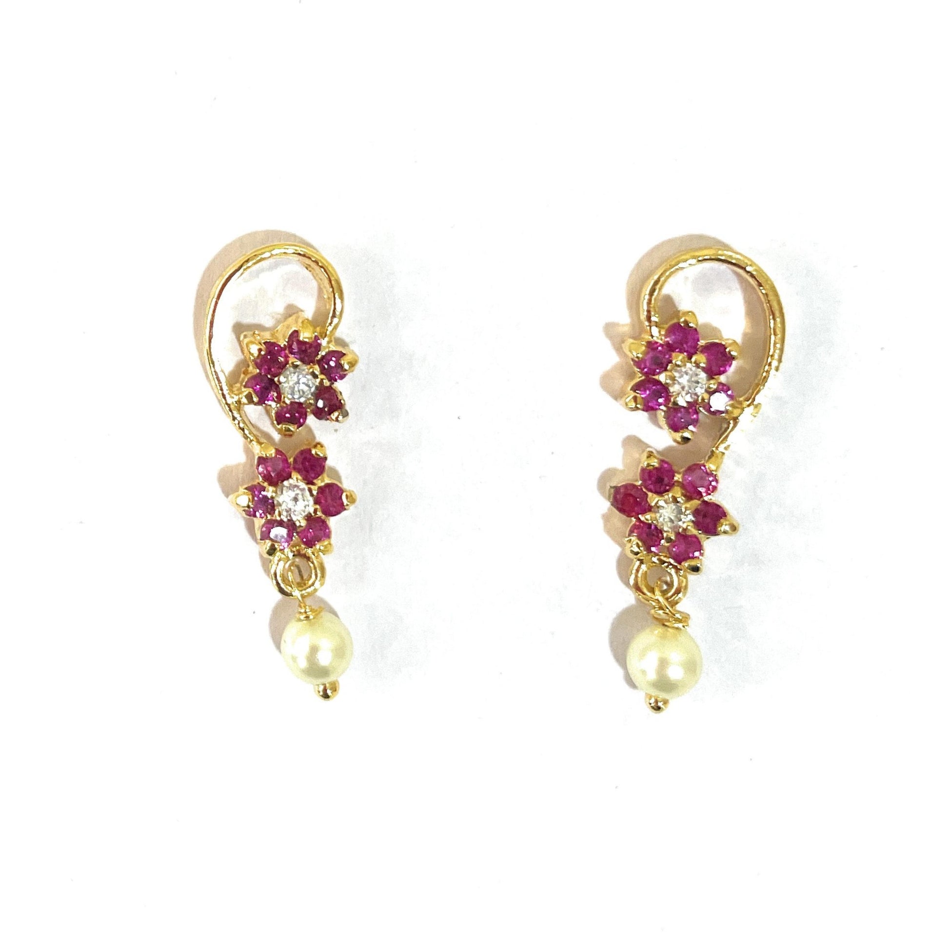 Flower Pair Earrings Red