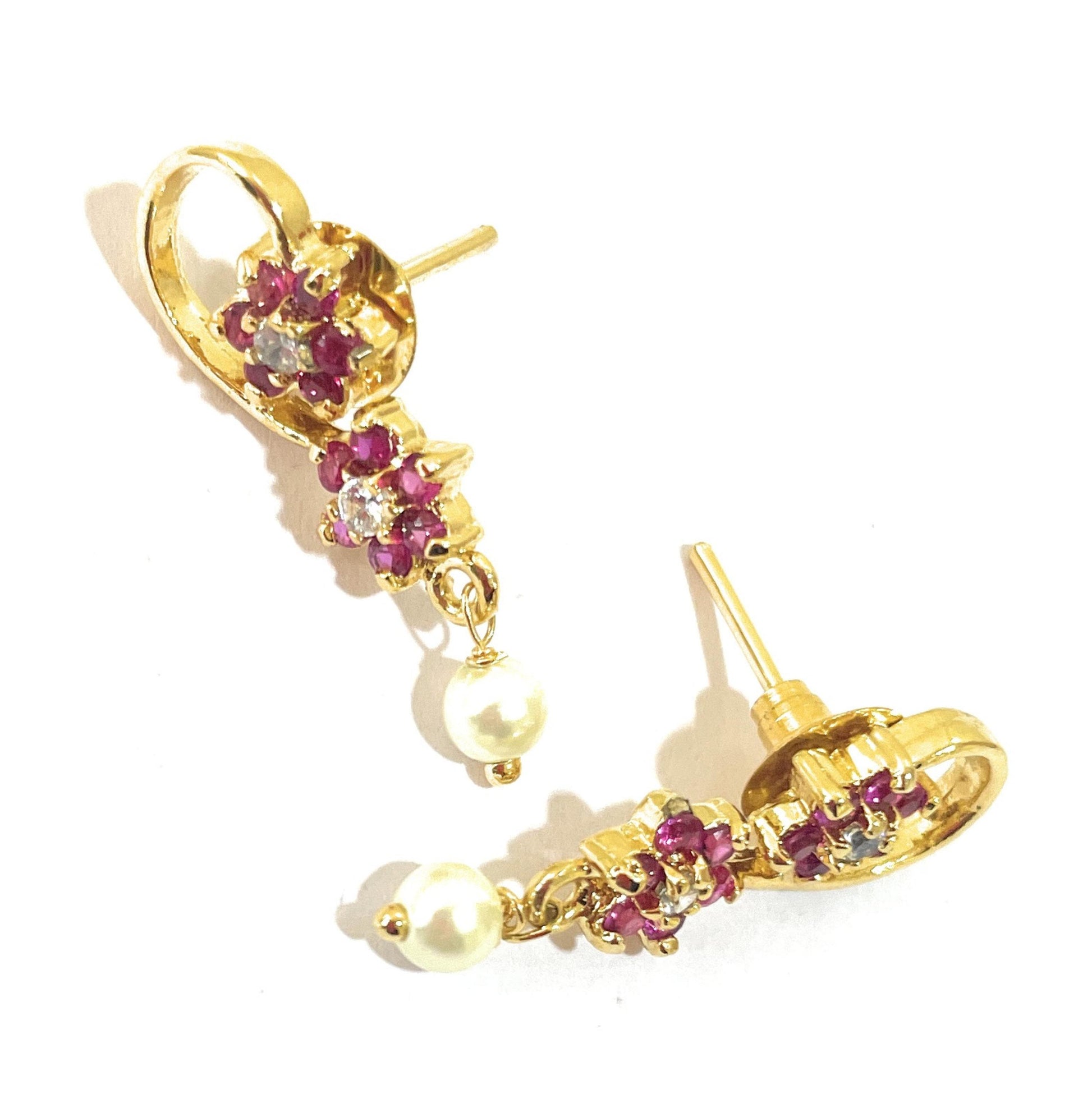 Flower Pair Earrings Red