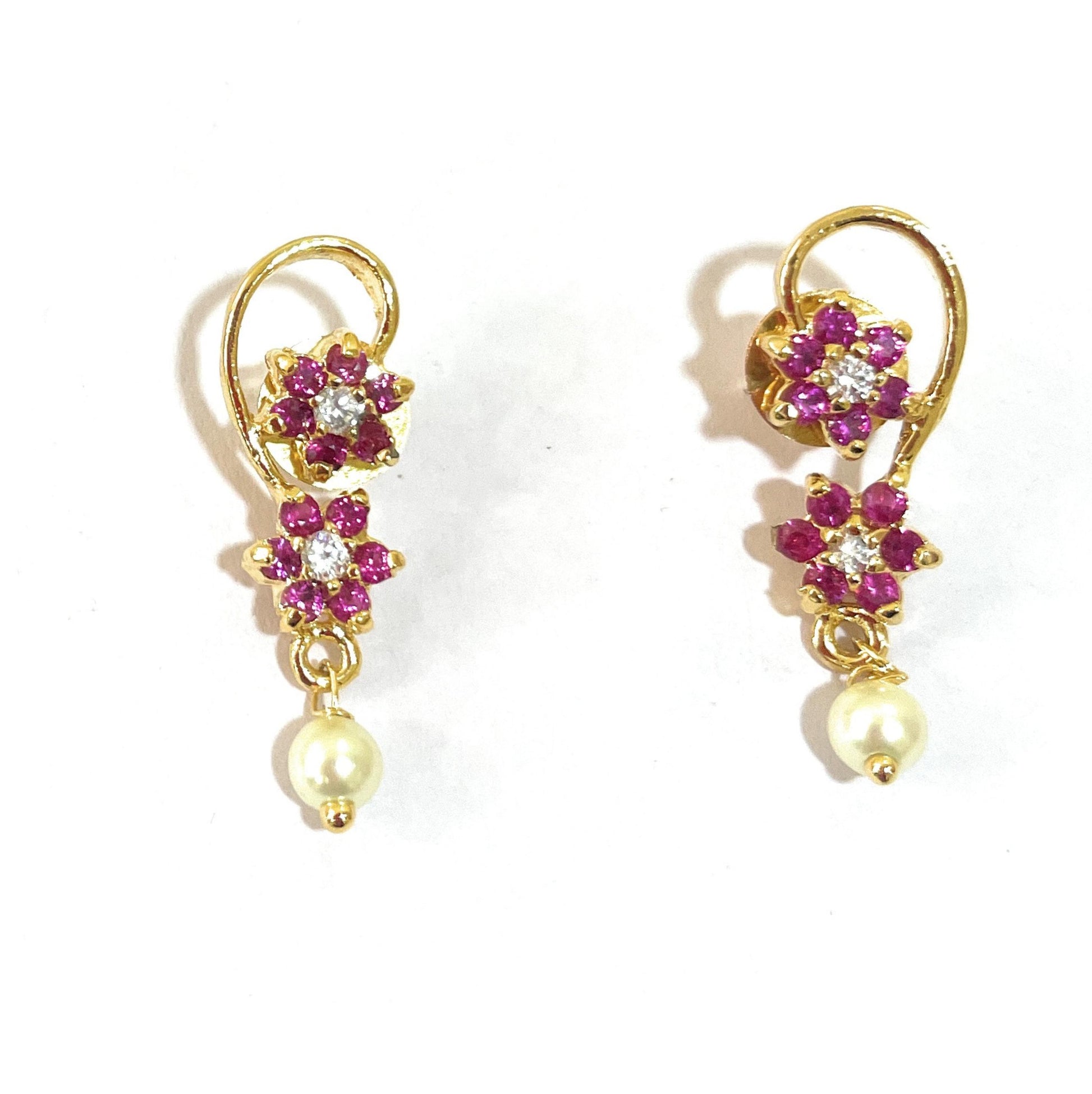 Flower Pair Earrings Red