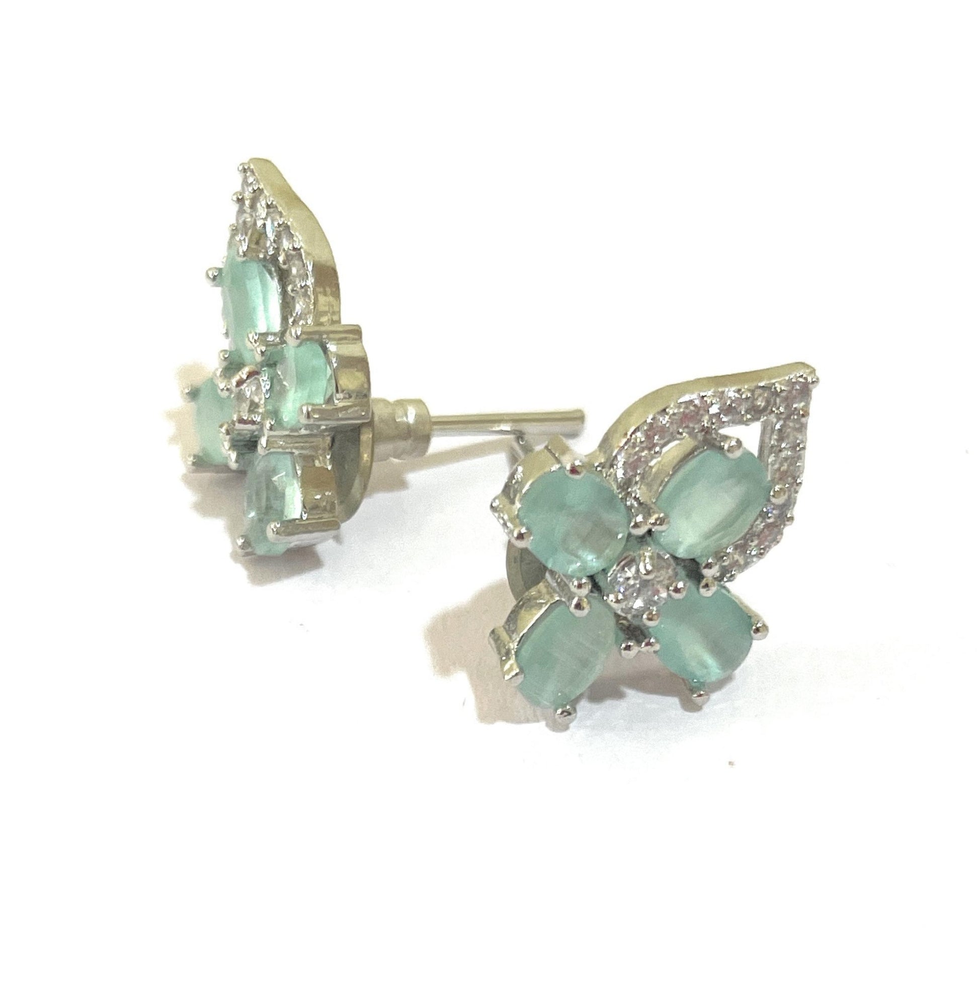 Green and White American Diamonds Tops