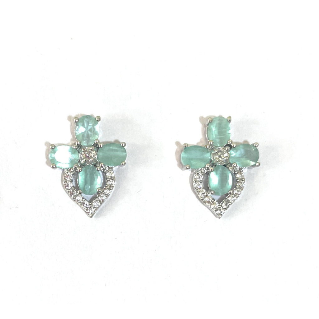 Green and White American Diamonds Tops