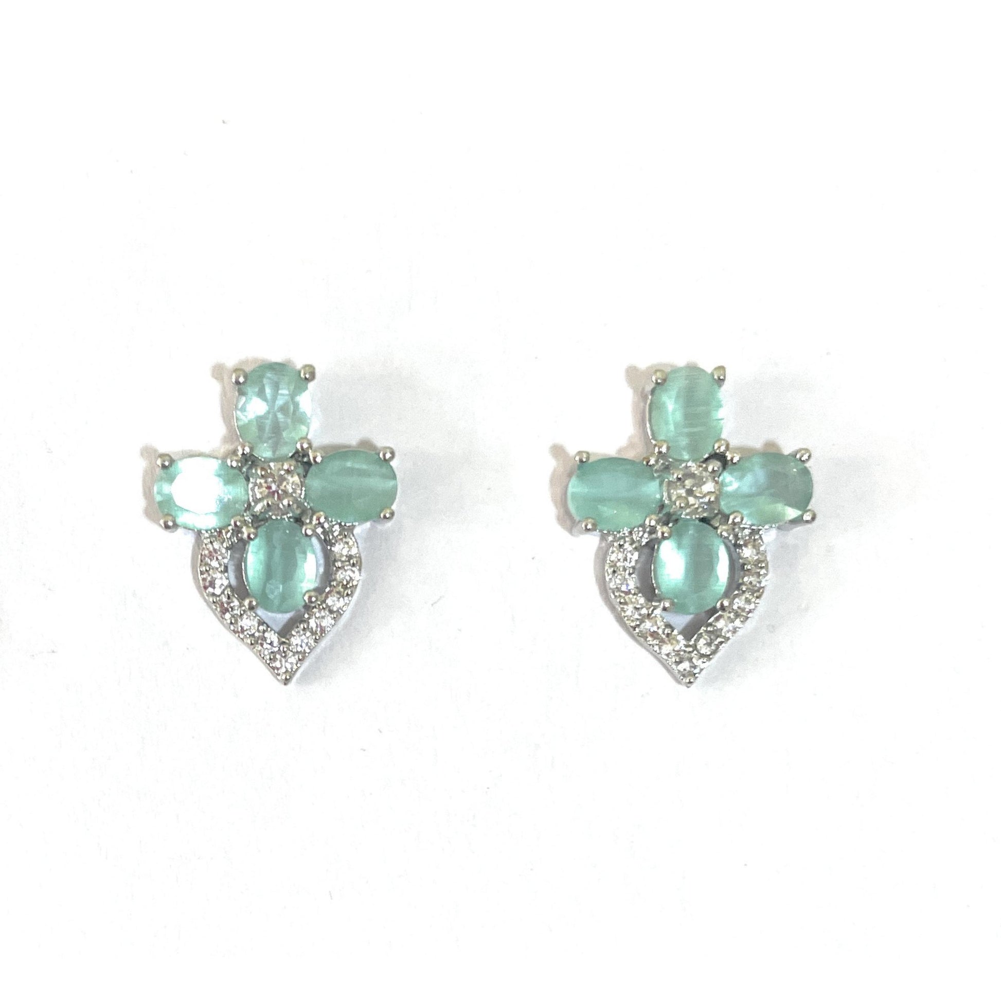 Green and White American Diamonds Tops