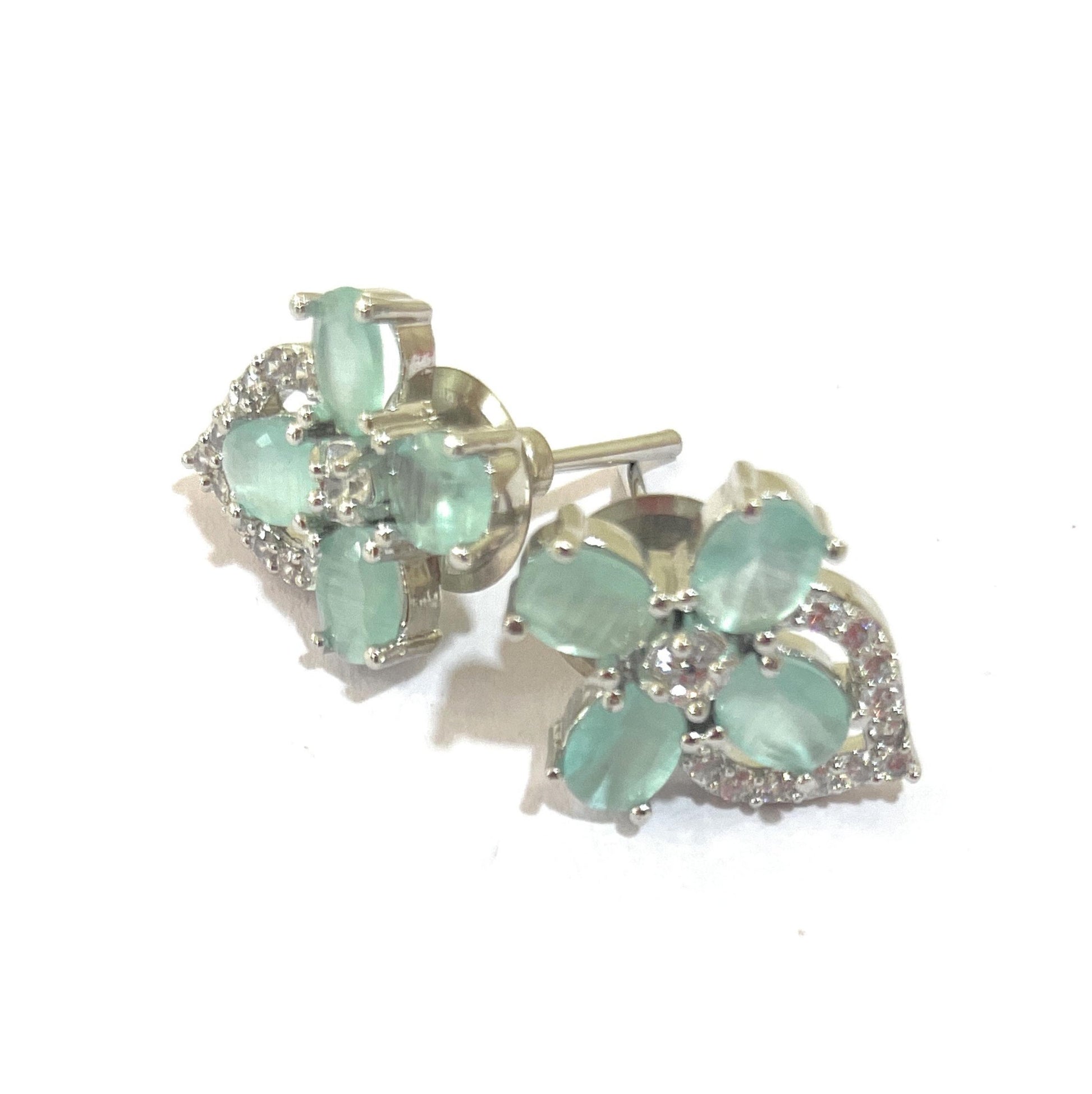 Green and White American Diamonds Tops
