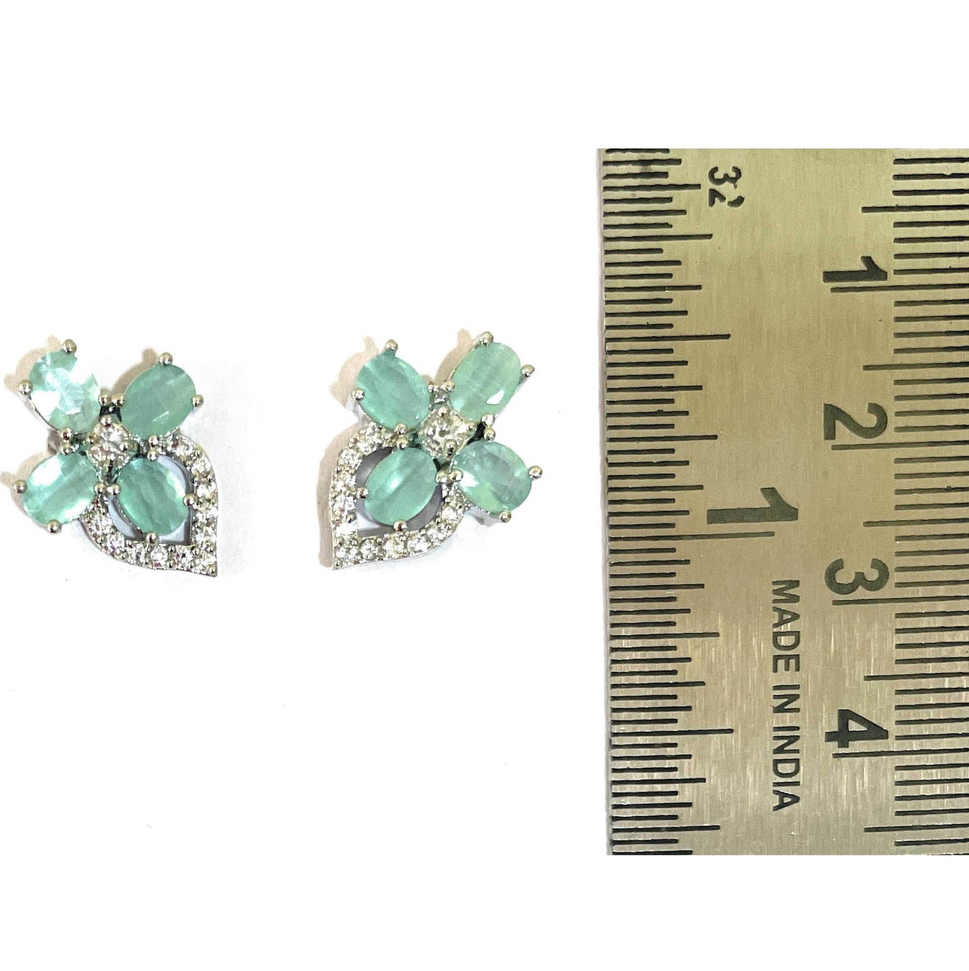 Green and White American Diamonds Tops