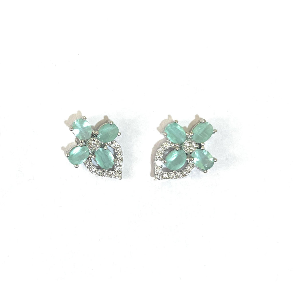 Green and White American Diamonds Tops