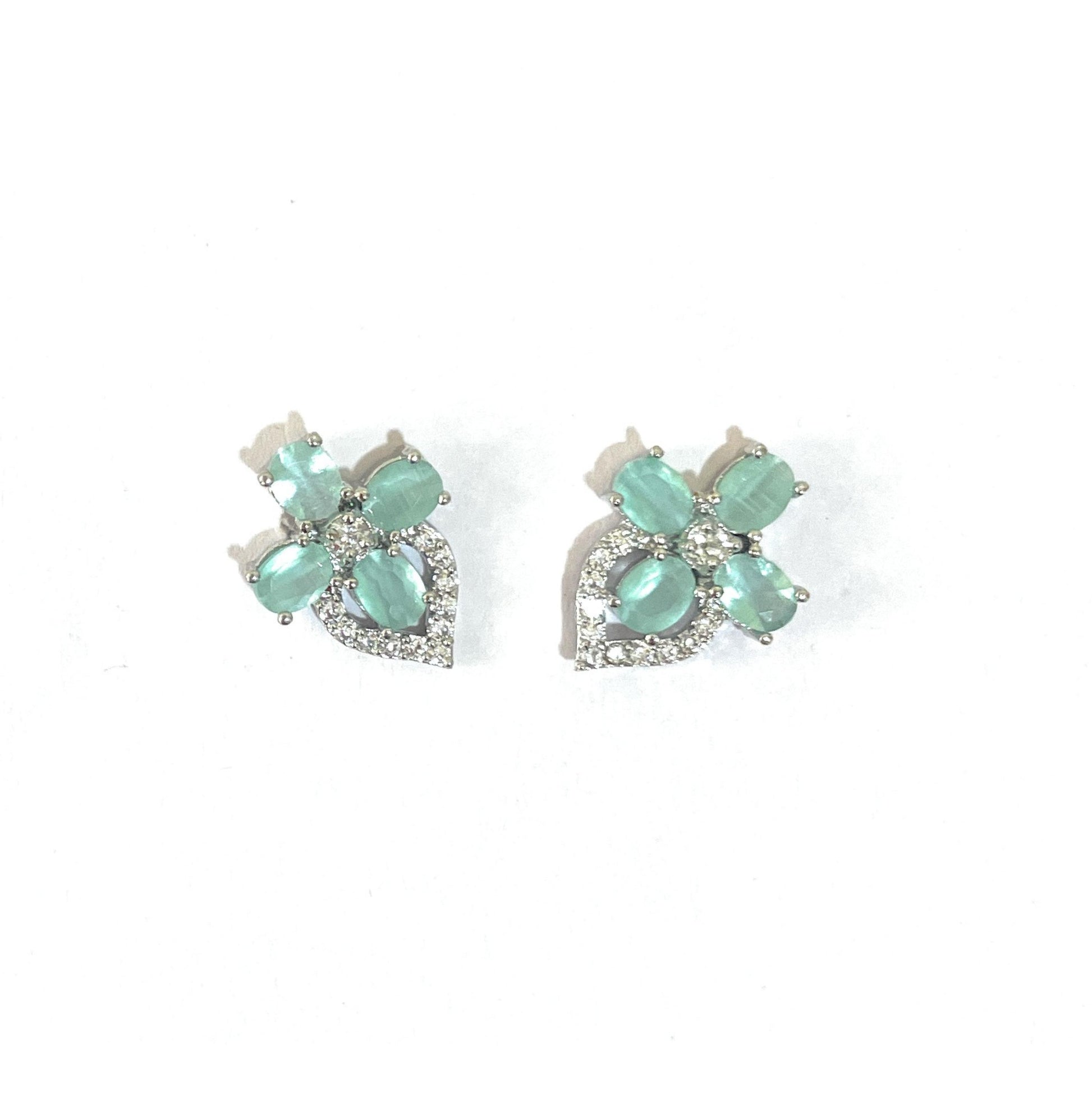 Green and White American Diamonds Tops