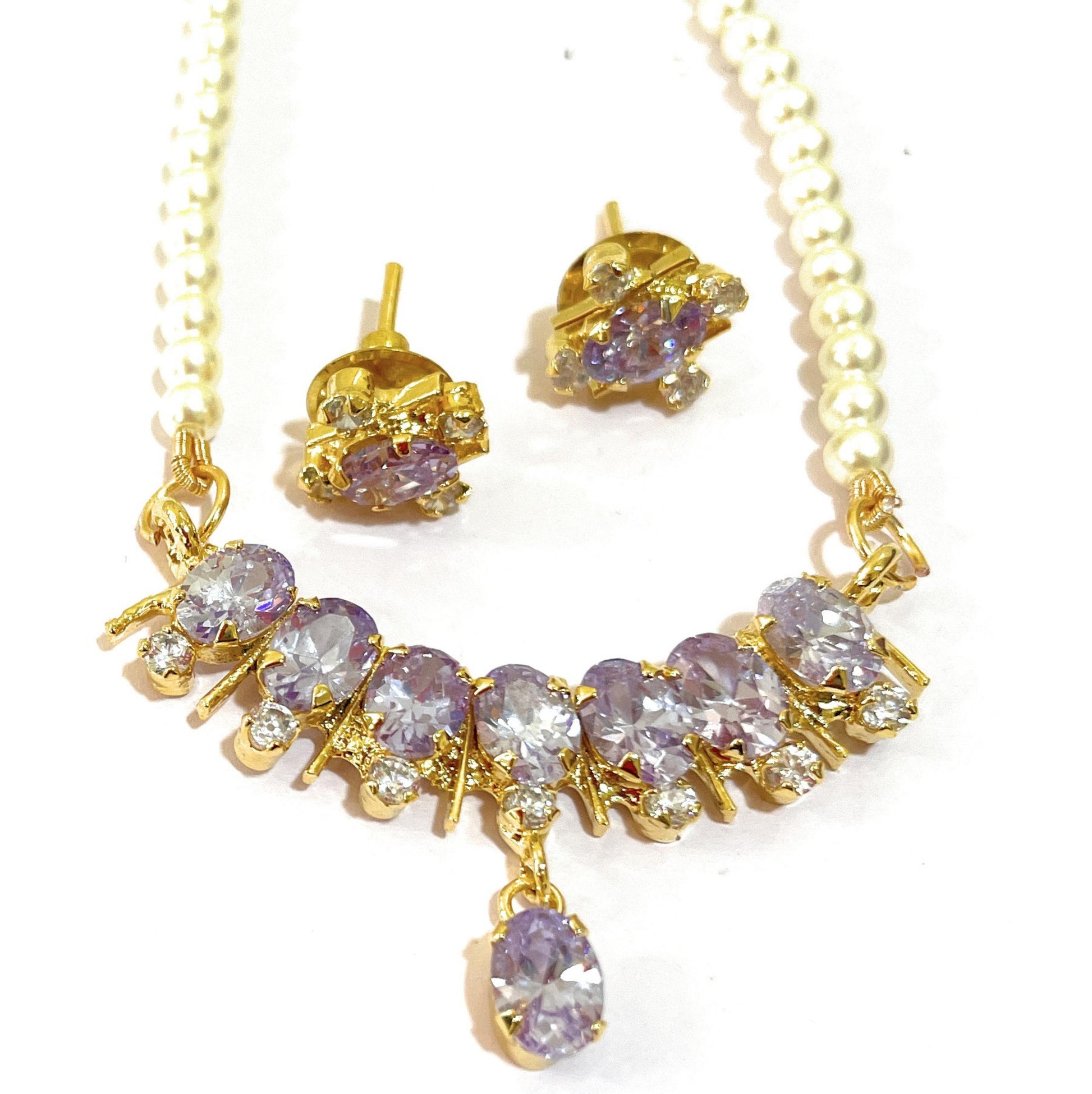 Small Violet Bar Pendant Set