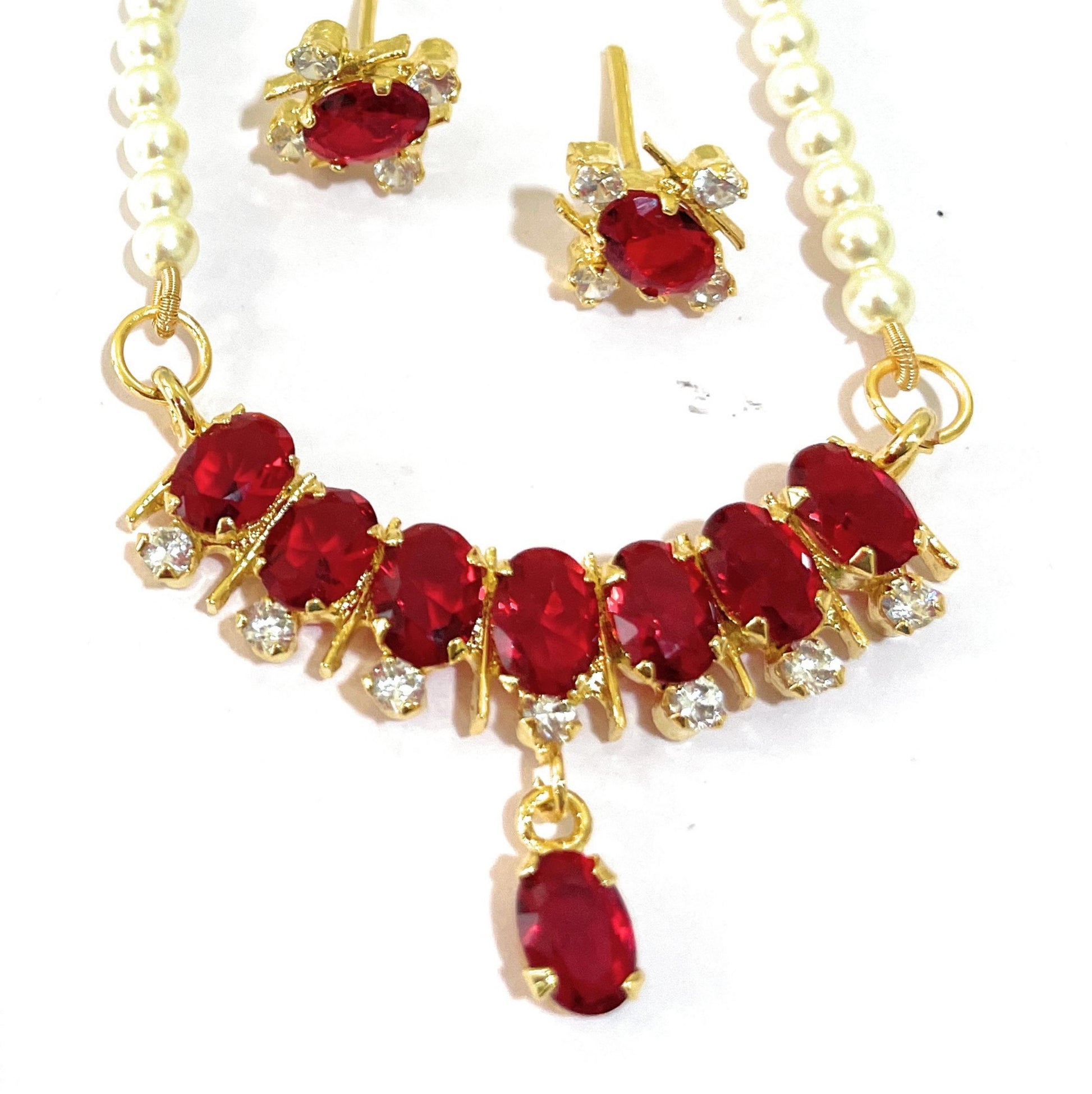 Small Red Bar Pendant Set