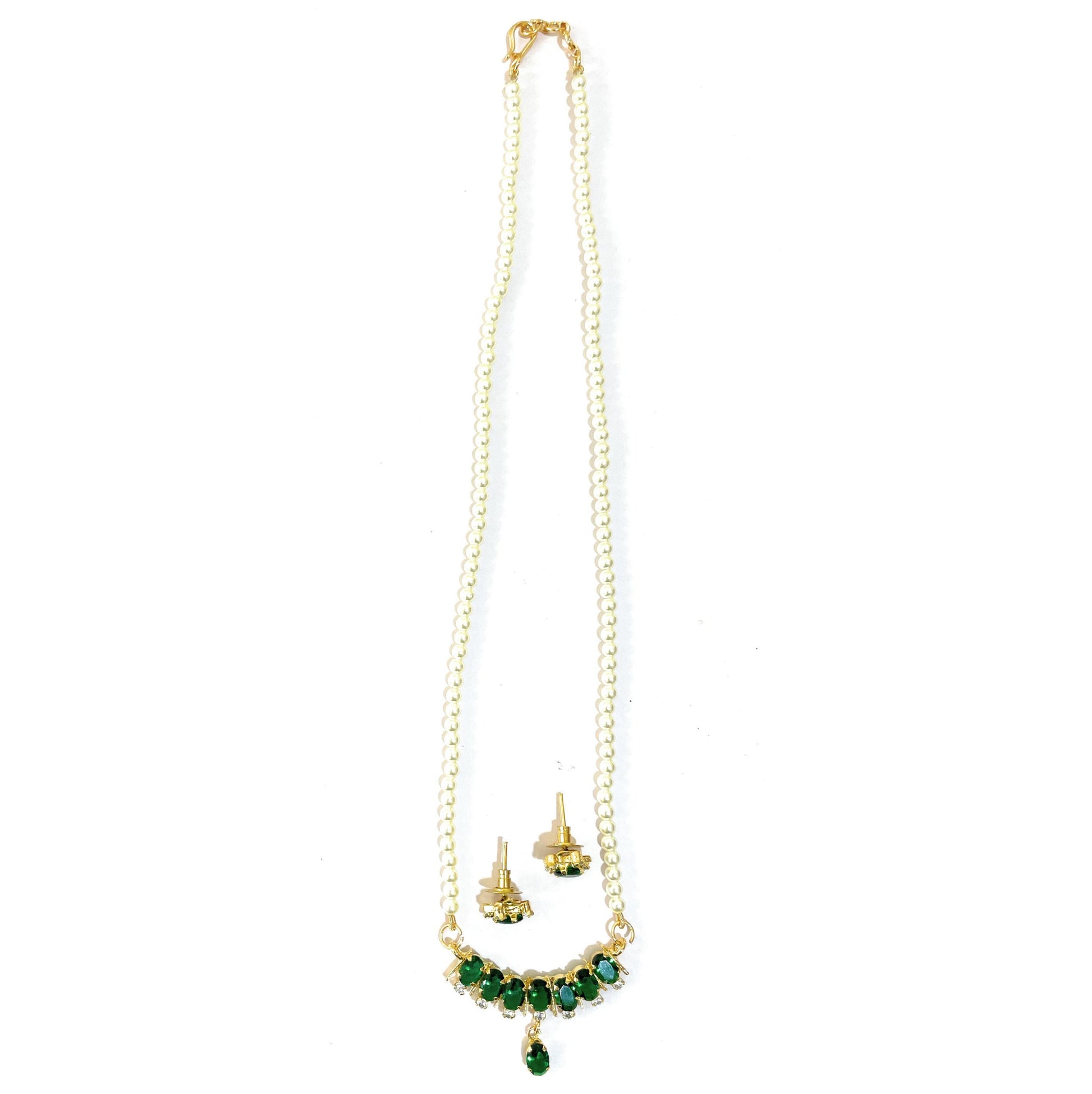 Small Emrald Green Bar Pendant Set