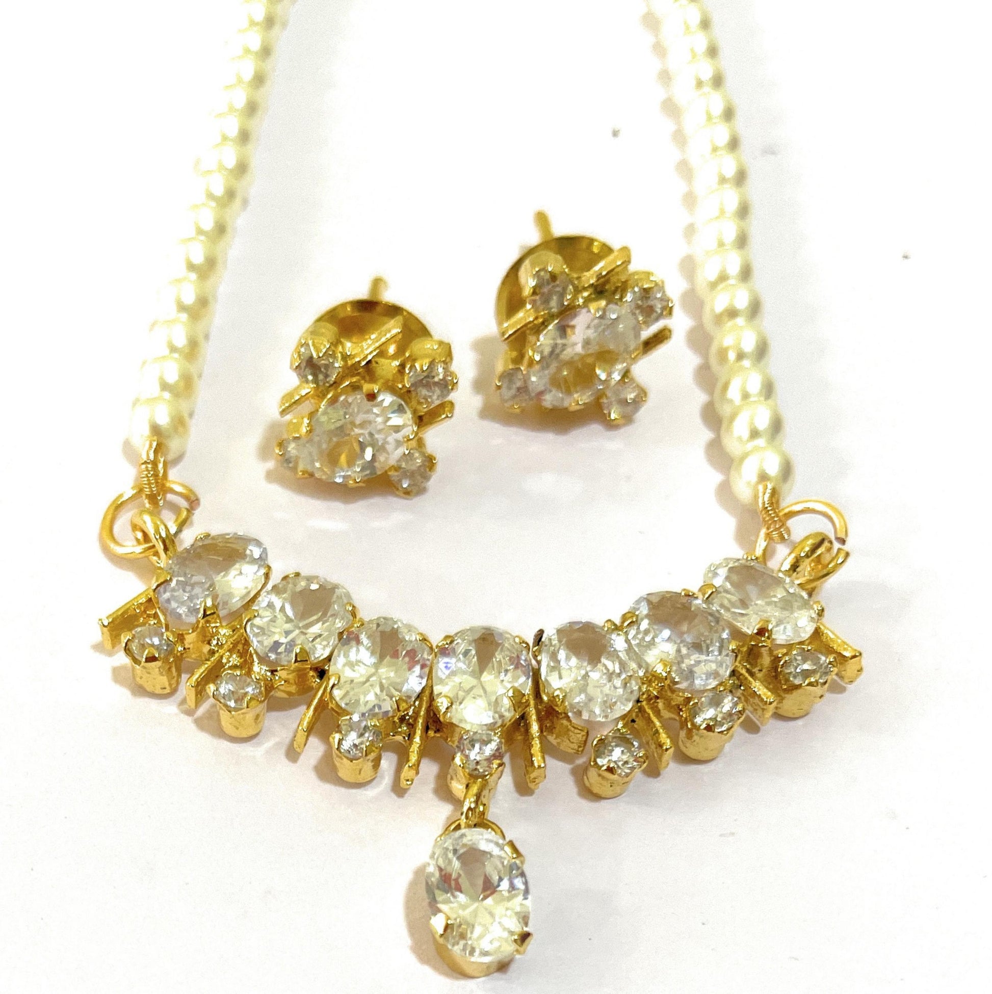 Small American Diamond Bar Pendant Set