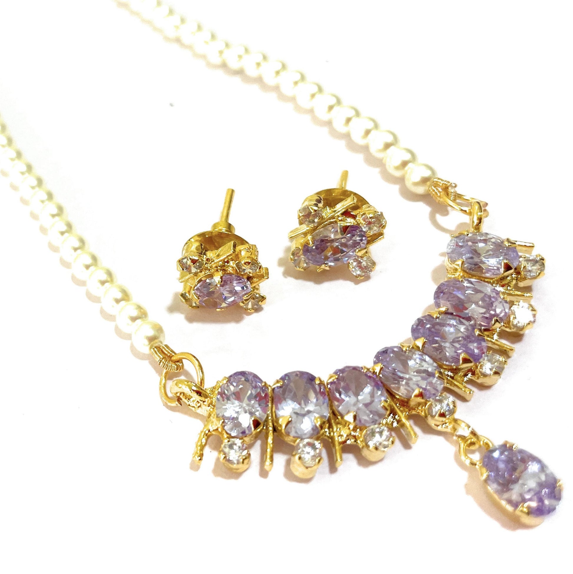 Small Violet Bar Pendant Set