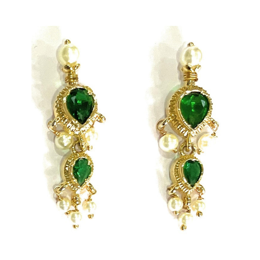 Green American Diamond Maharashtrian 7-leaves Tanmani Set