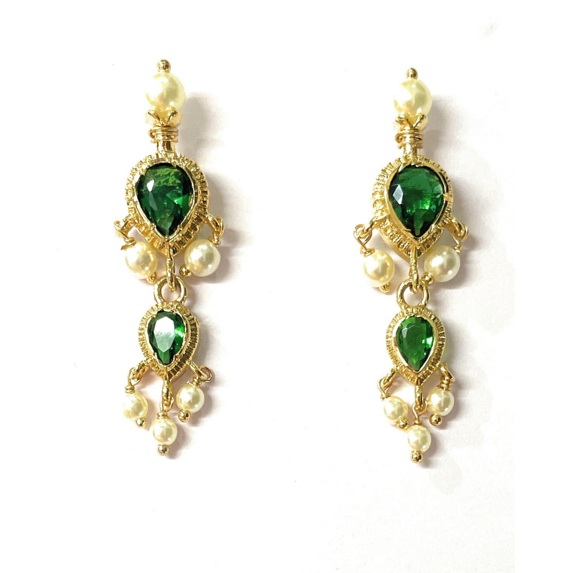 Green American Diamond Maharashtrian 5-leaves Tanmani Set