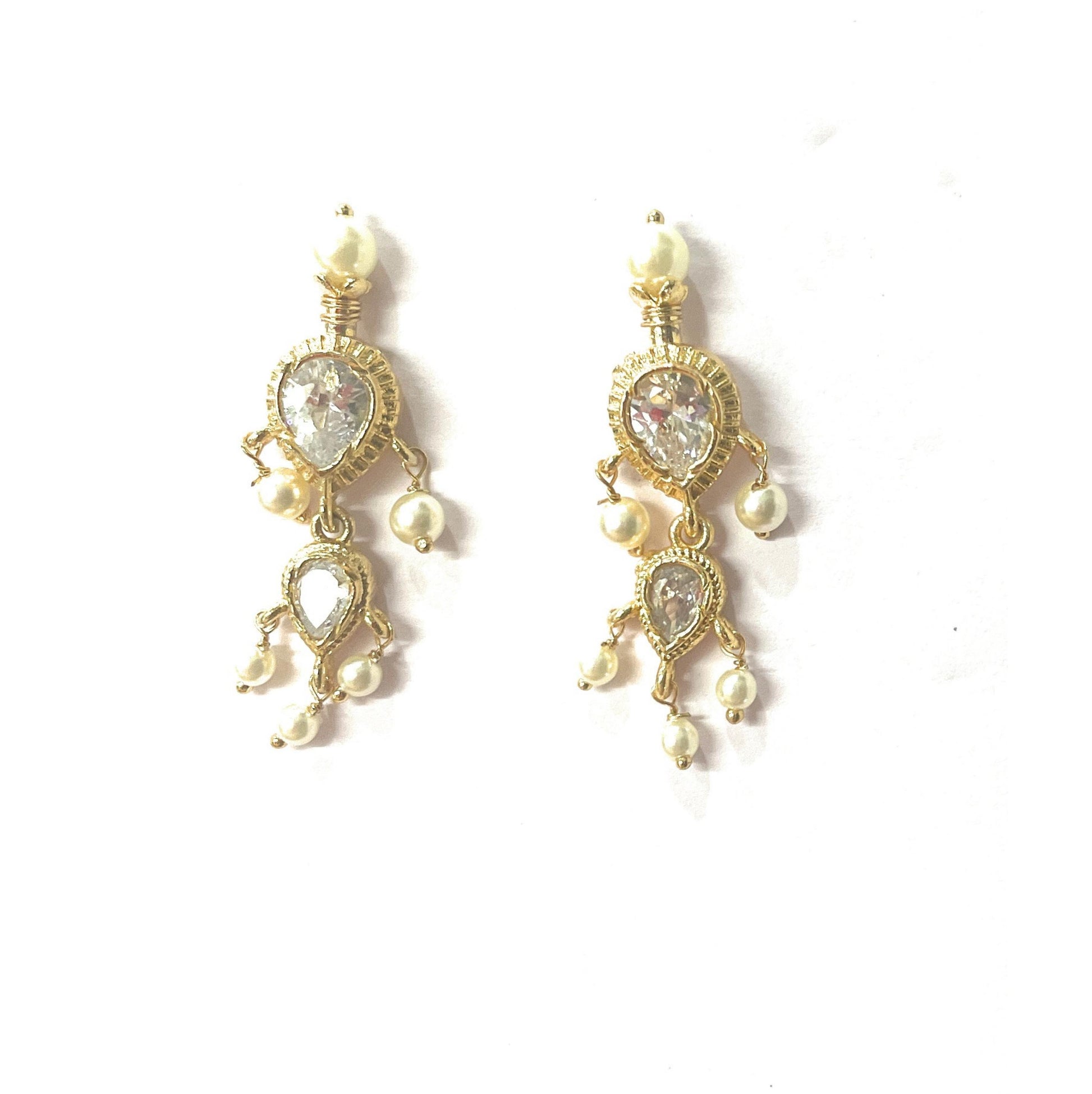 White American Diamond Maharashtrian 5-leaves Tanmani Set