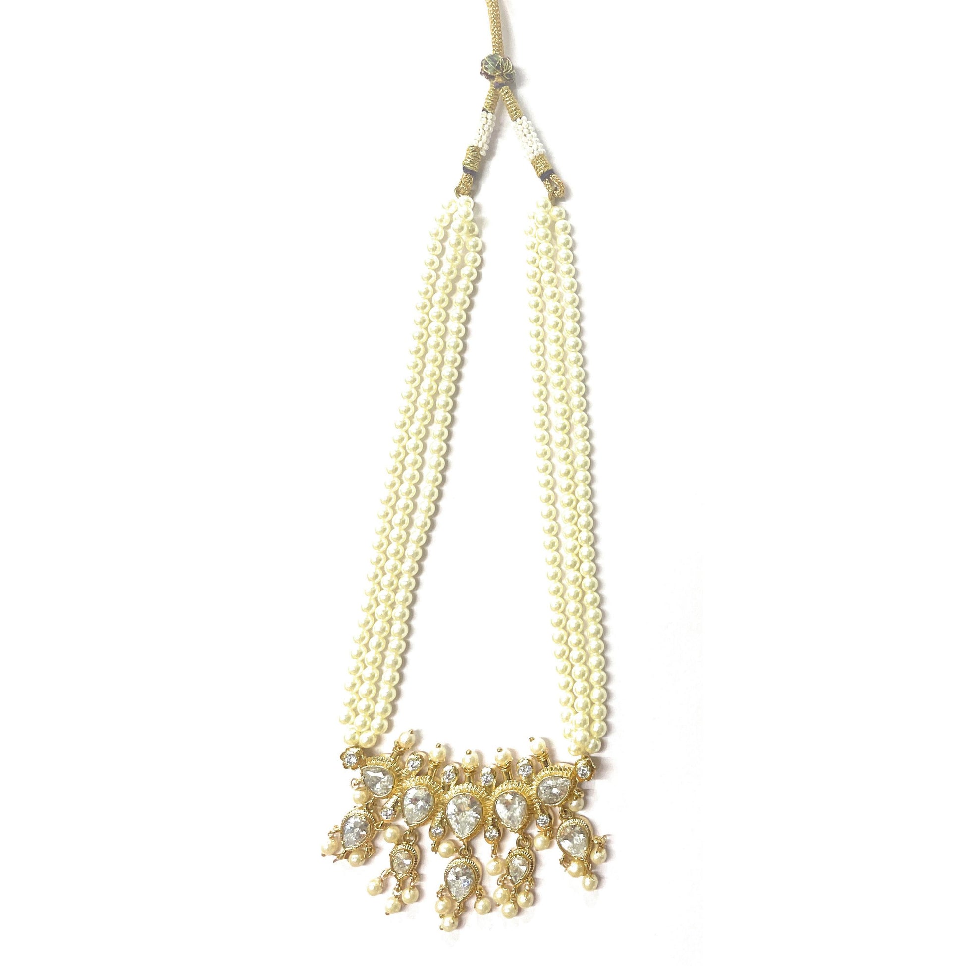 White American Diamond Maharashtrian 5-leaves Tanmani Set