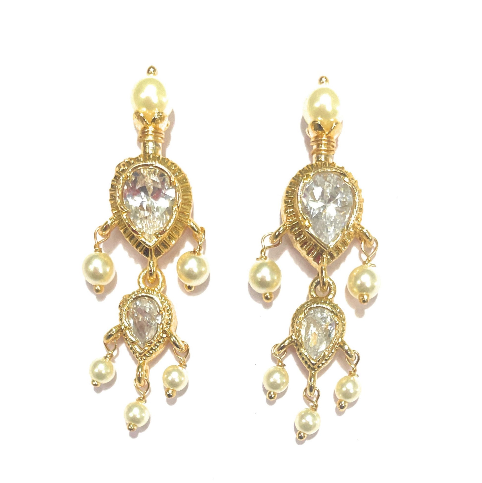 White American Diamond Maharashtrian 5-leaves Tanmani Set