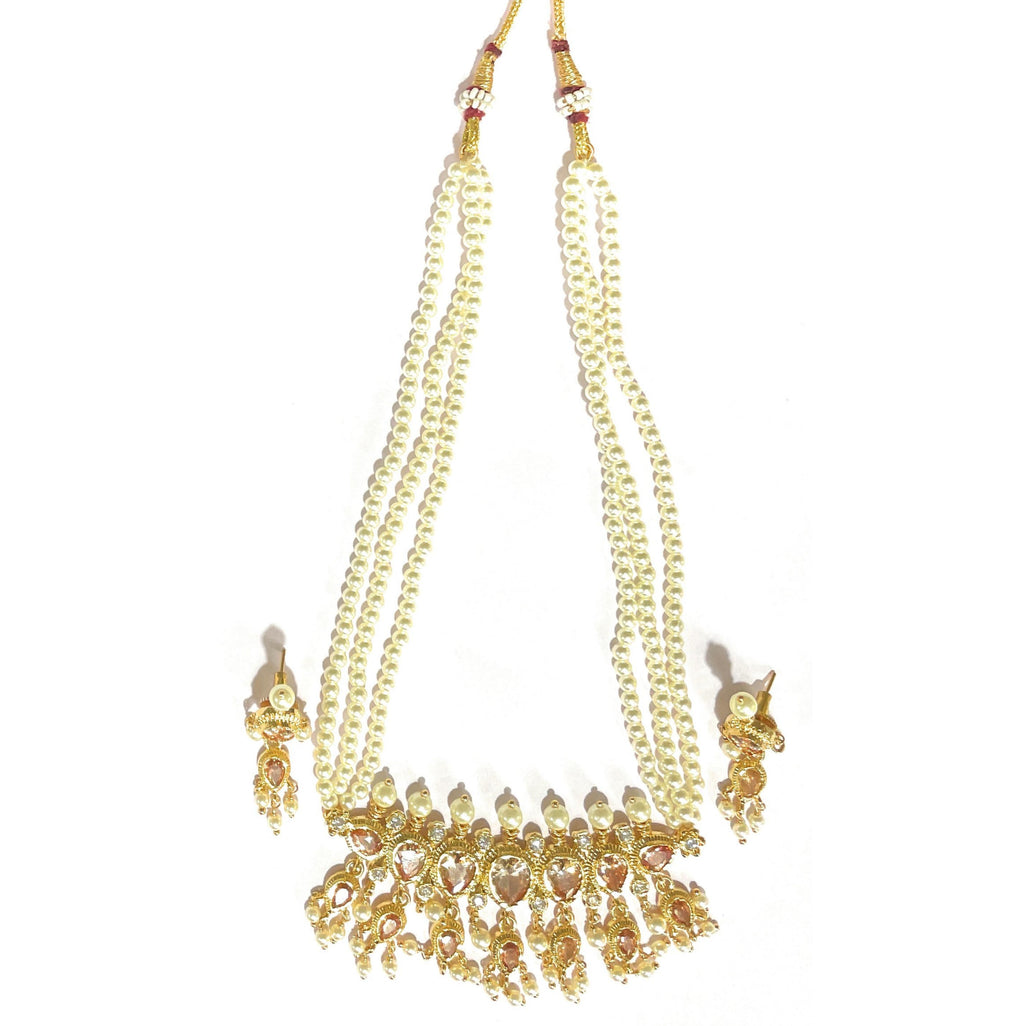 Champagne Green American Diamond Maharashtrian 7-leaves Tanmani Set