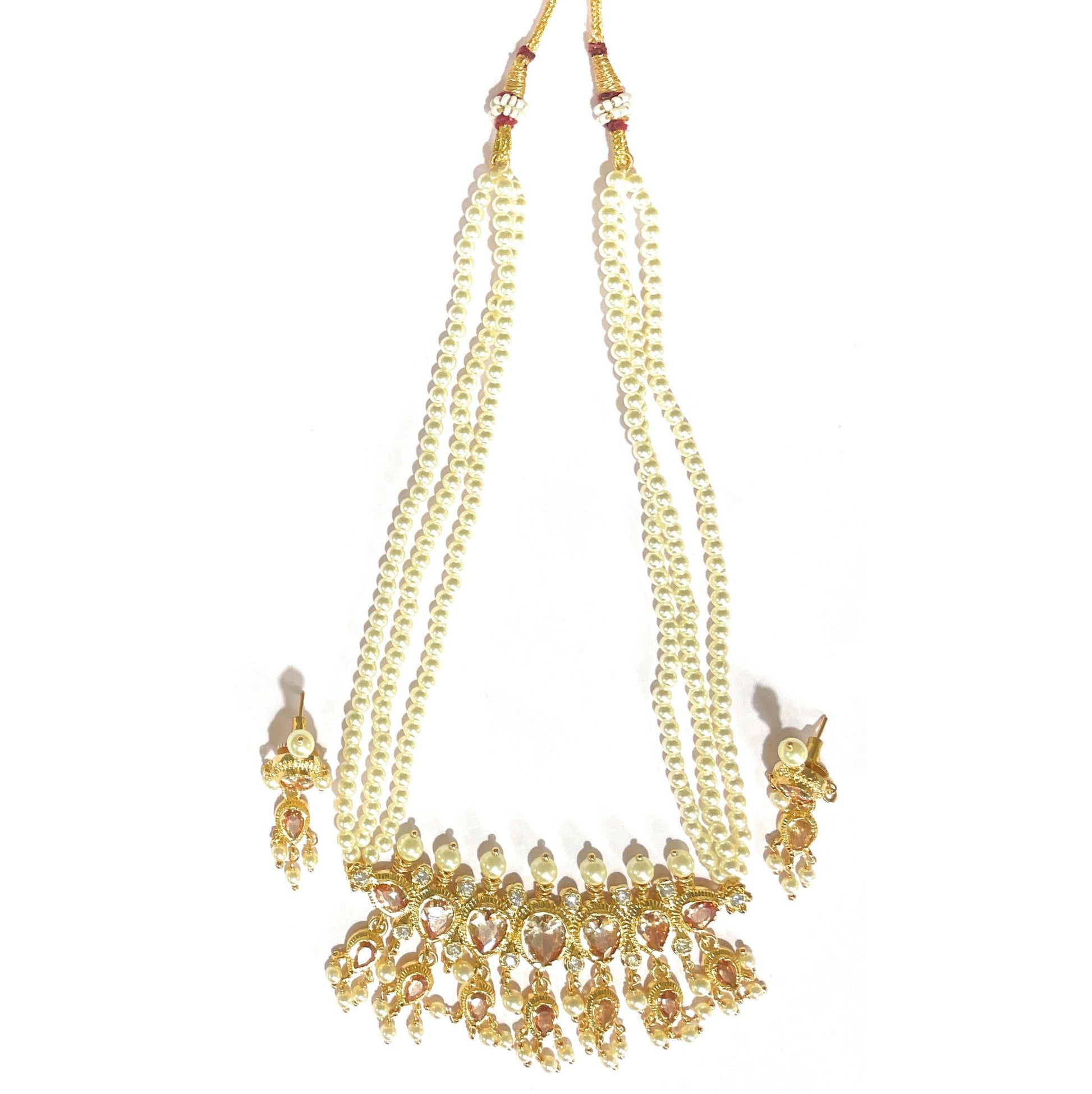 Champagne Green American Diamond Maharashtrian 7-leaves Tanmani Set