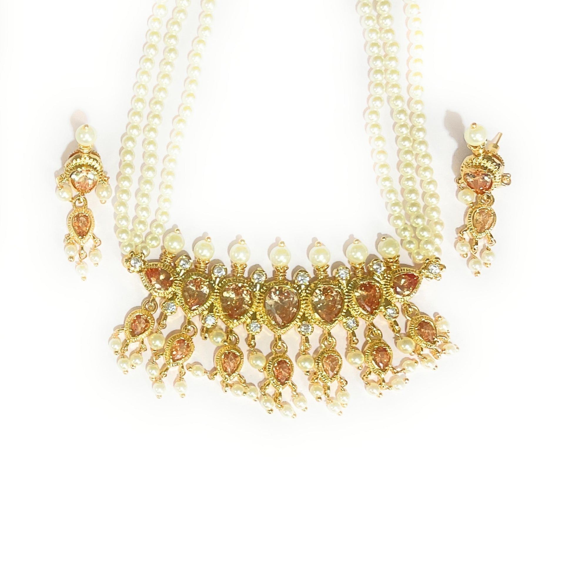 Champagne Green American Diamond Maharashtrian 7-leaves Tanmani Set