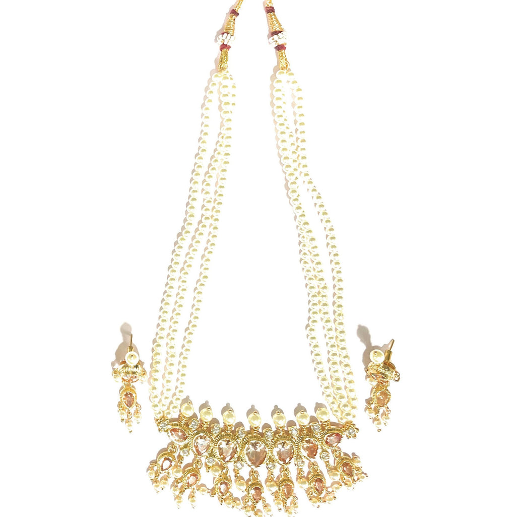 Champagne Green American Diamond Maharashtrian 7-leaves Tanmani Set