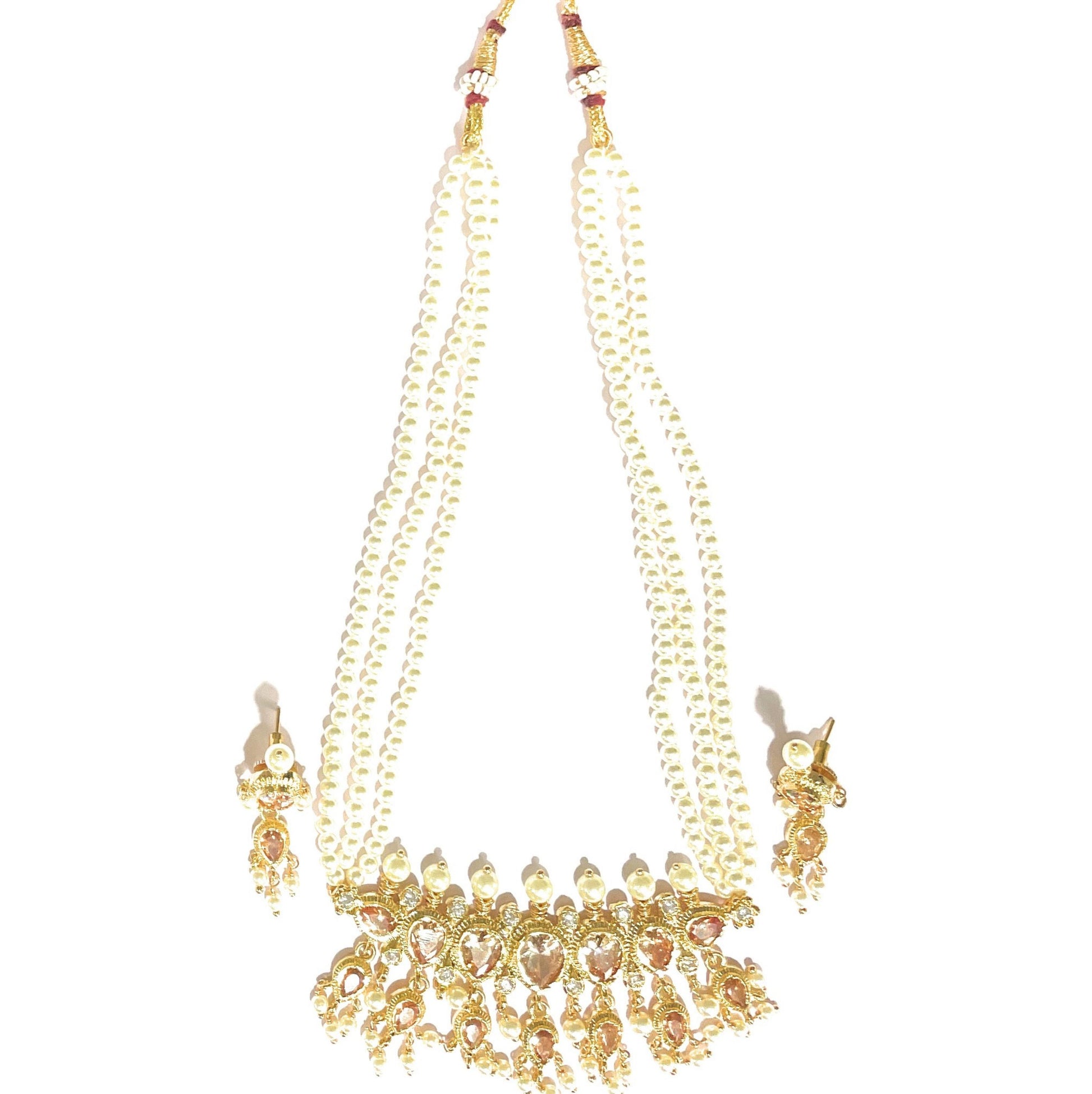 Champagne Green American Diamond Maharashtrian 7-leaves Tanmani Set