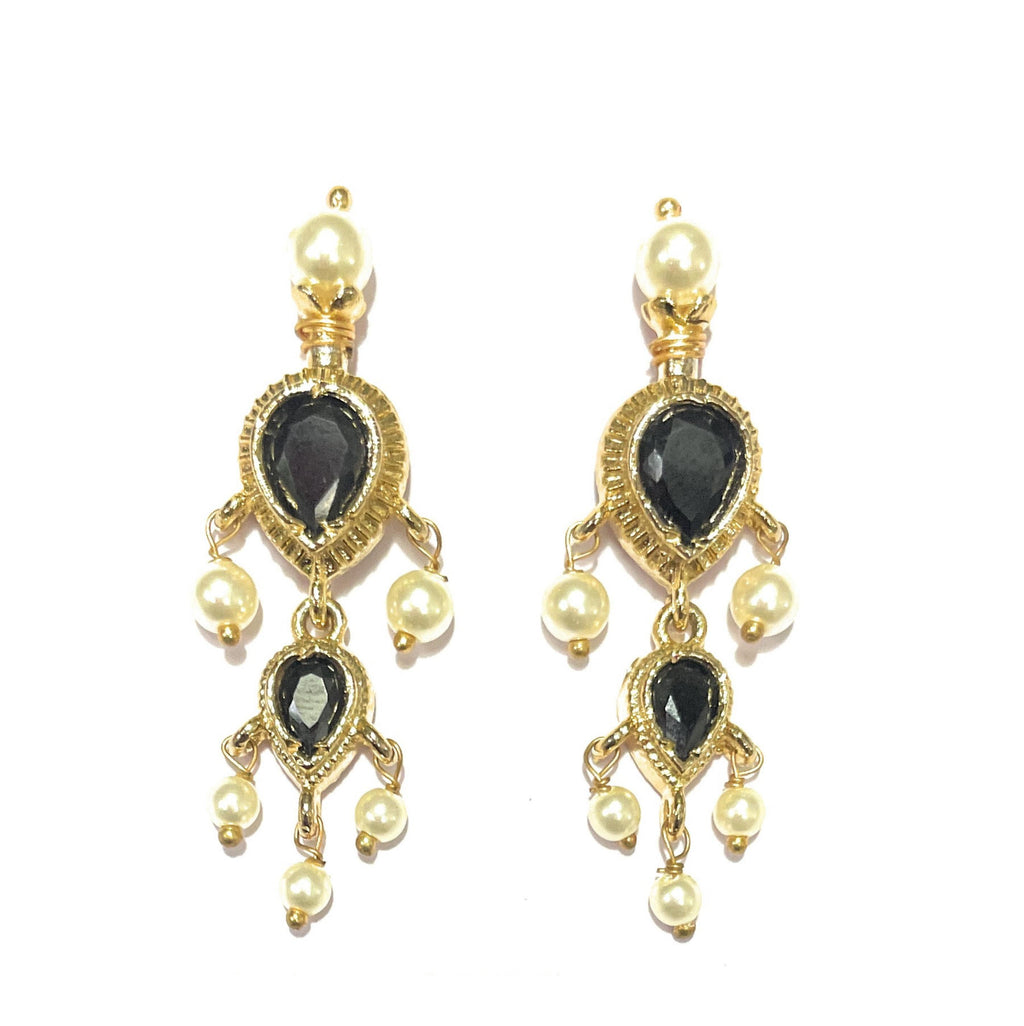 Black American Diamond Maharashtrian 3-leaves Tanmani Set