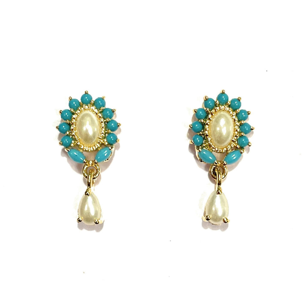 Turquoise Moti Oval Top with Dangler
