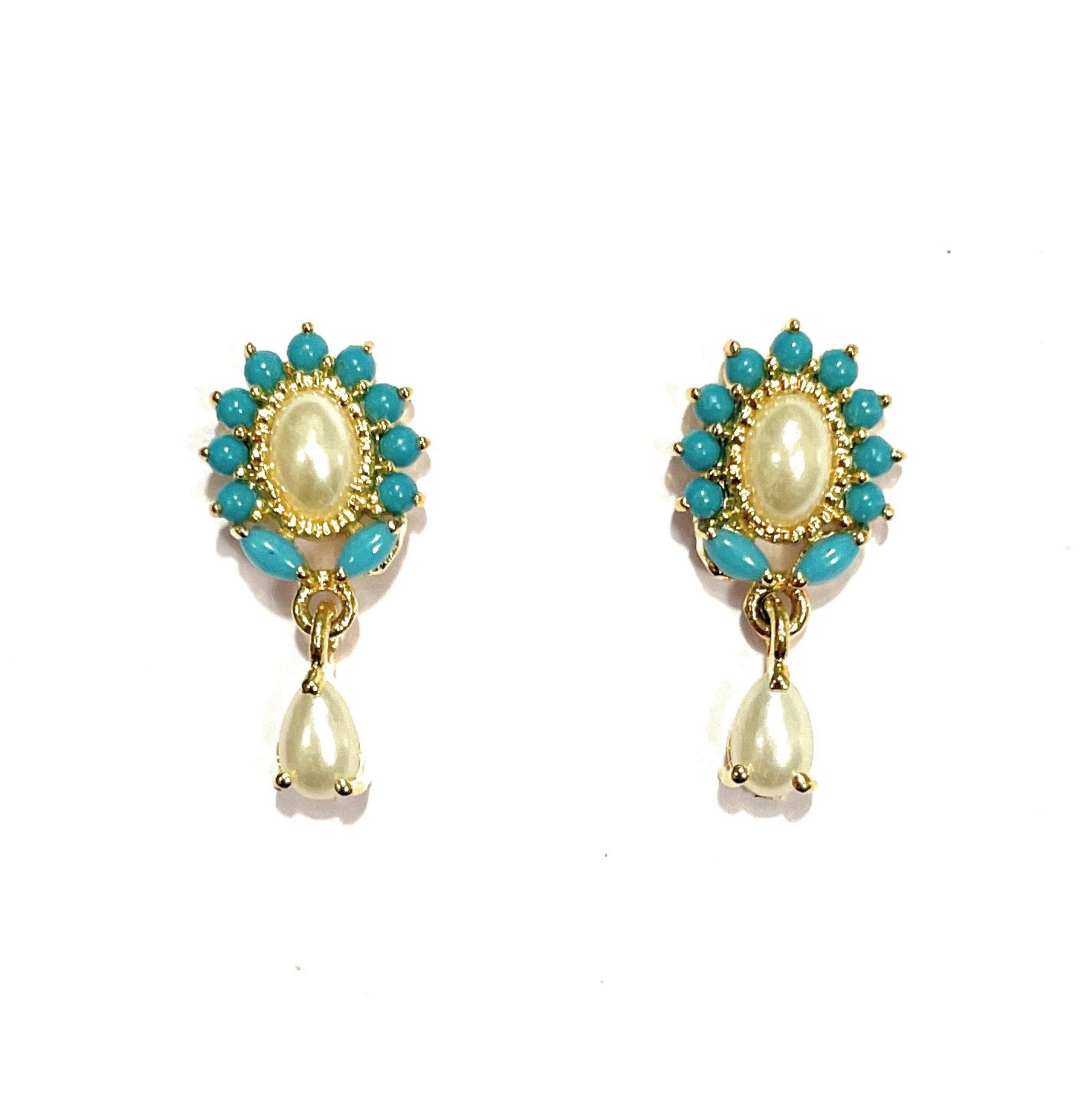 Turquoise Moti Oval Top with Dangler