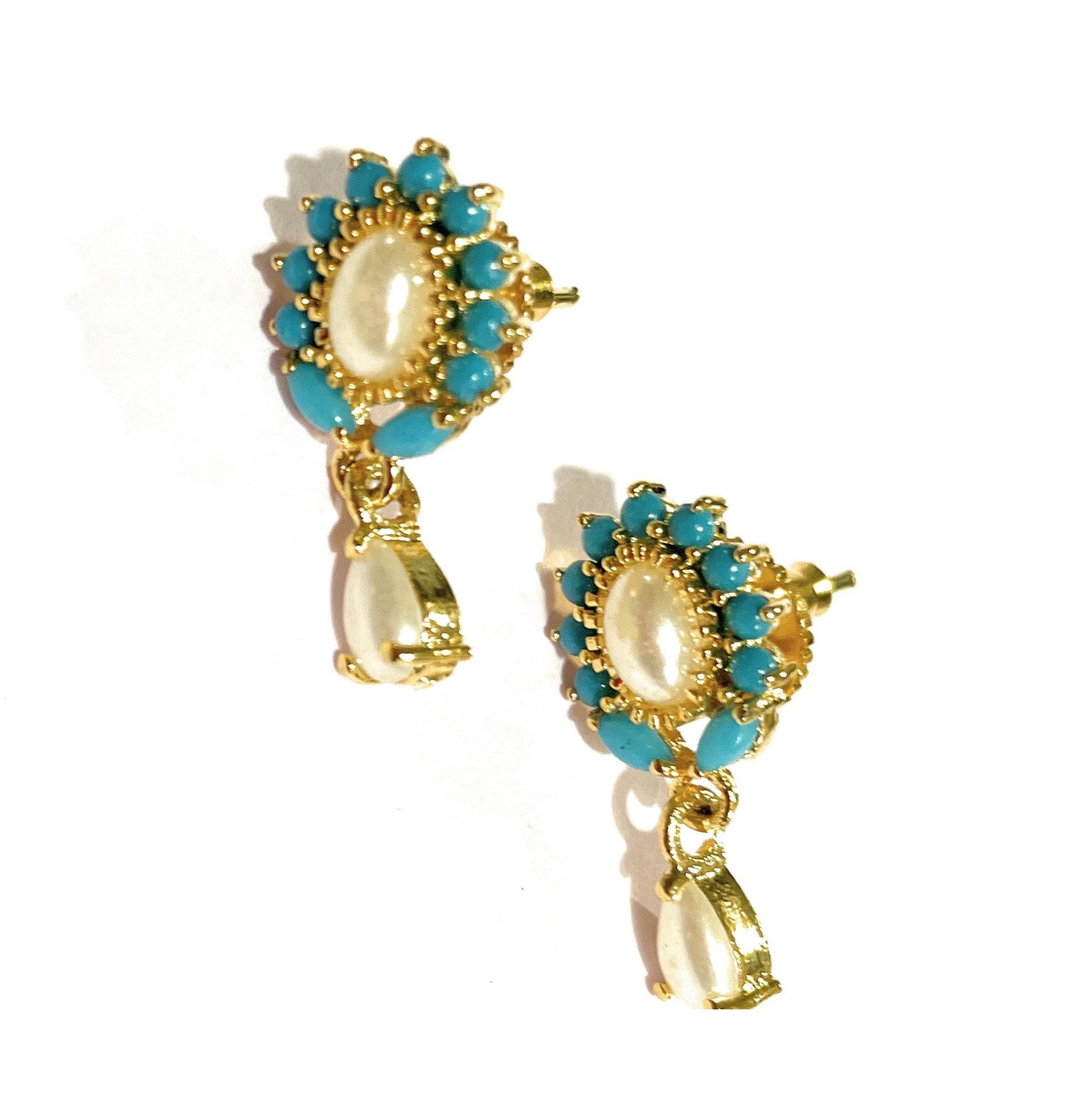 Turquoise Moti Oval Top with Dangler