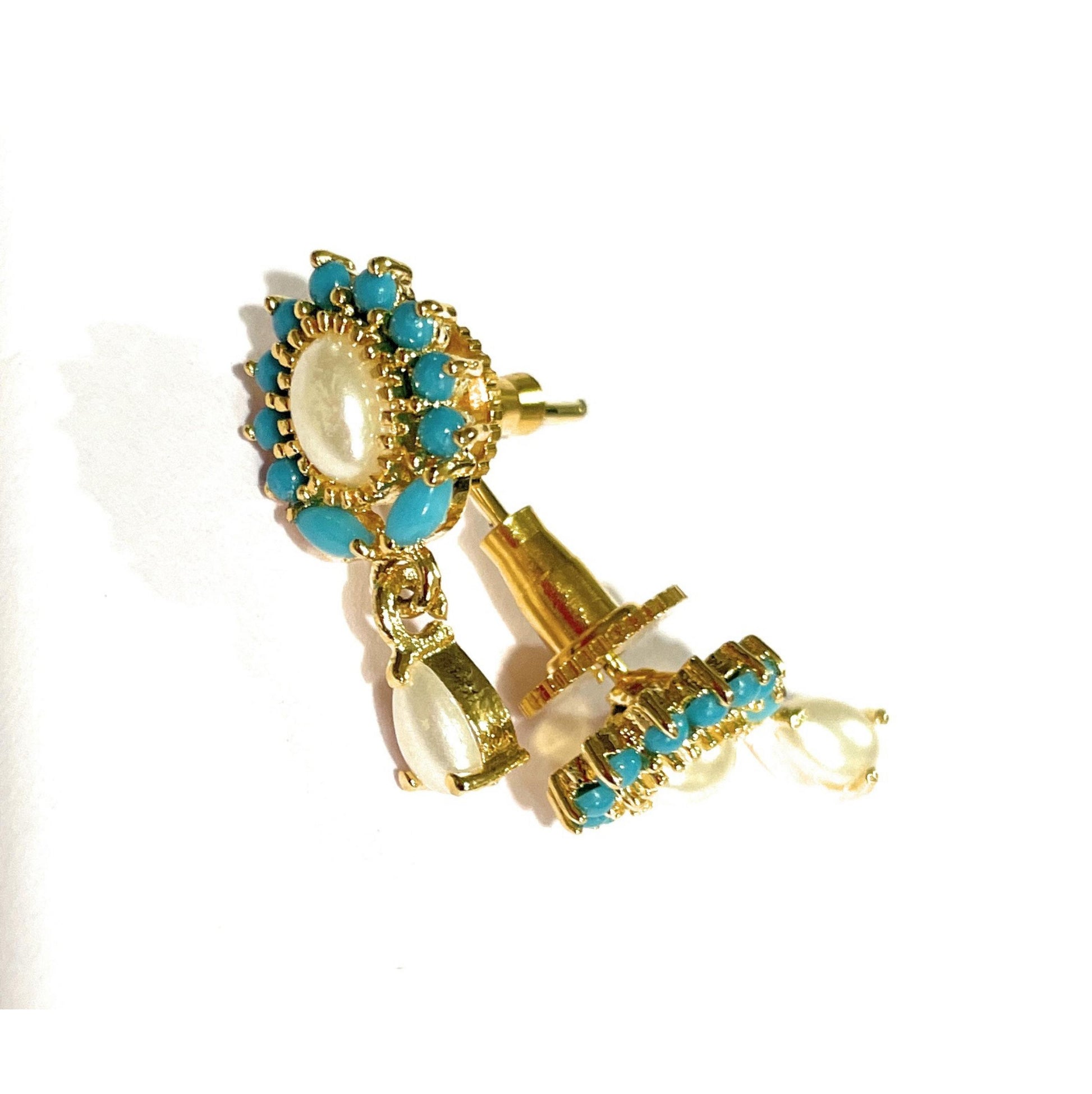 Turquoise Moti Oval Top with Dangler