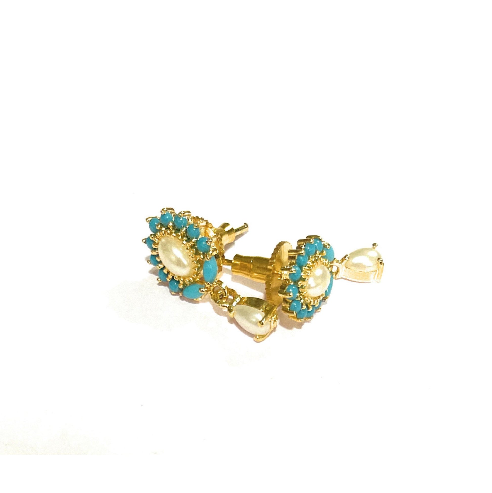Turquoise Moti Oval Top with Dangler
