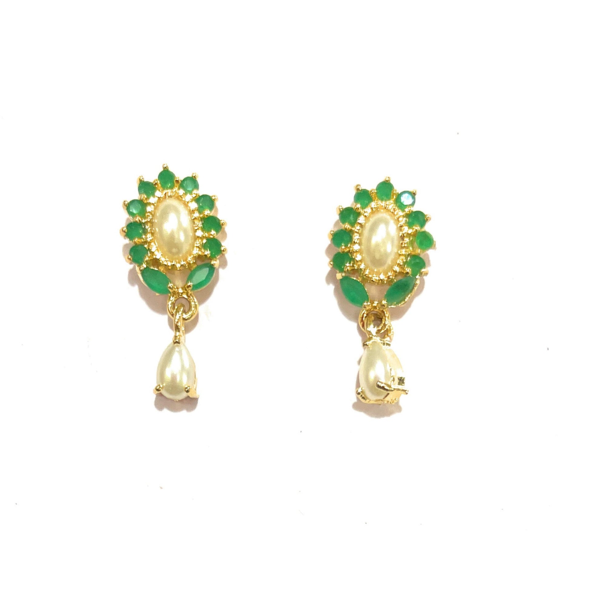 Green Moti Oval Top with Dangler