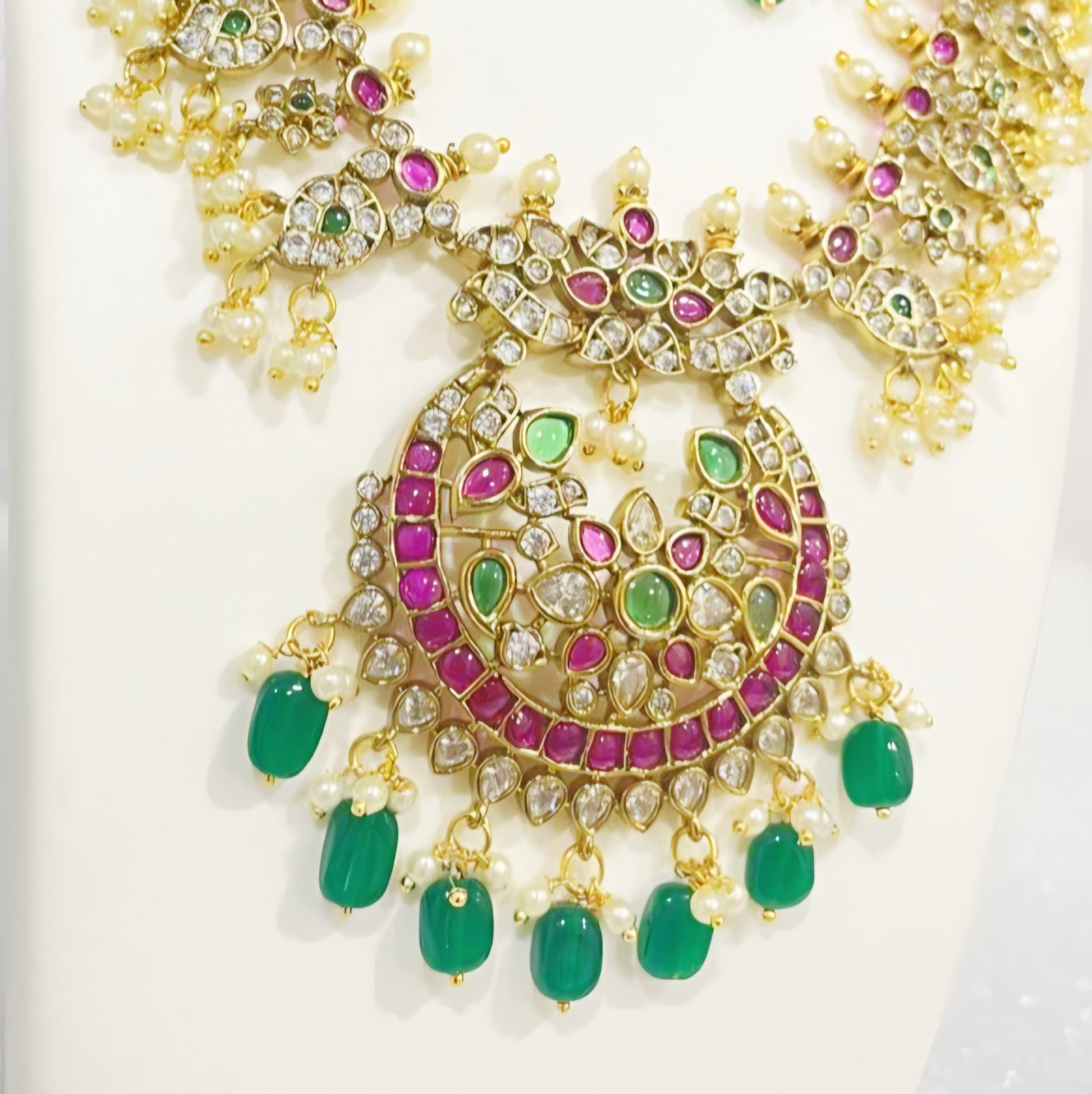 Red Green Chandrakor Large Choker Necklace Set m653 653