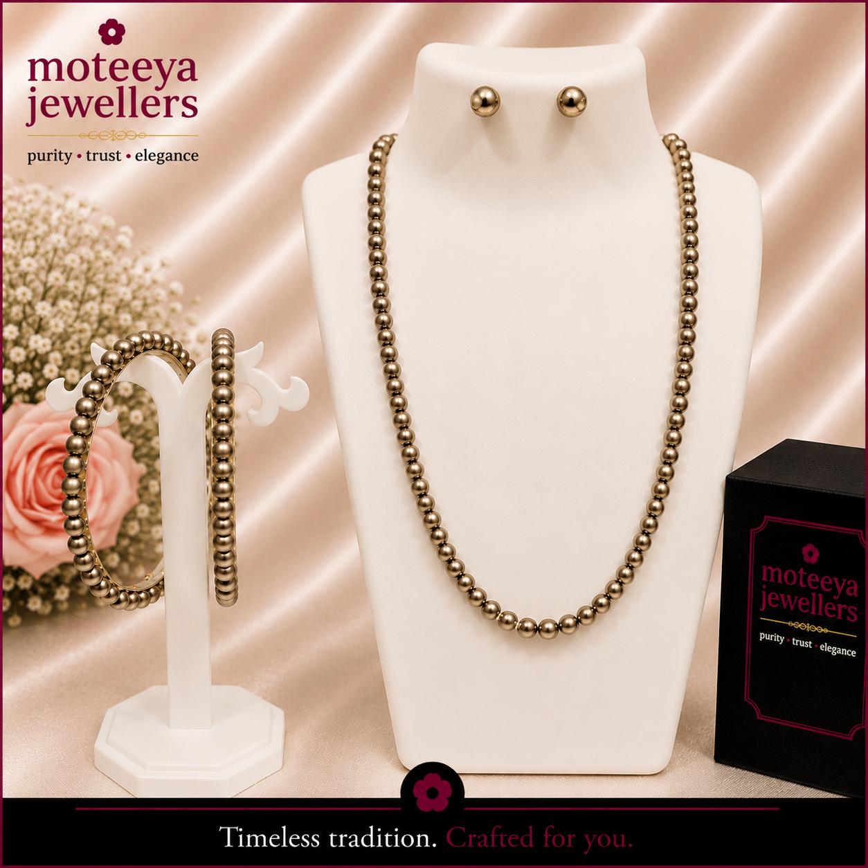 Golden Pearl Set with Bangles m673