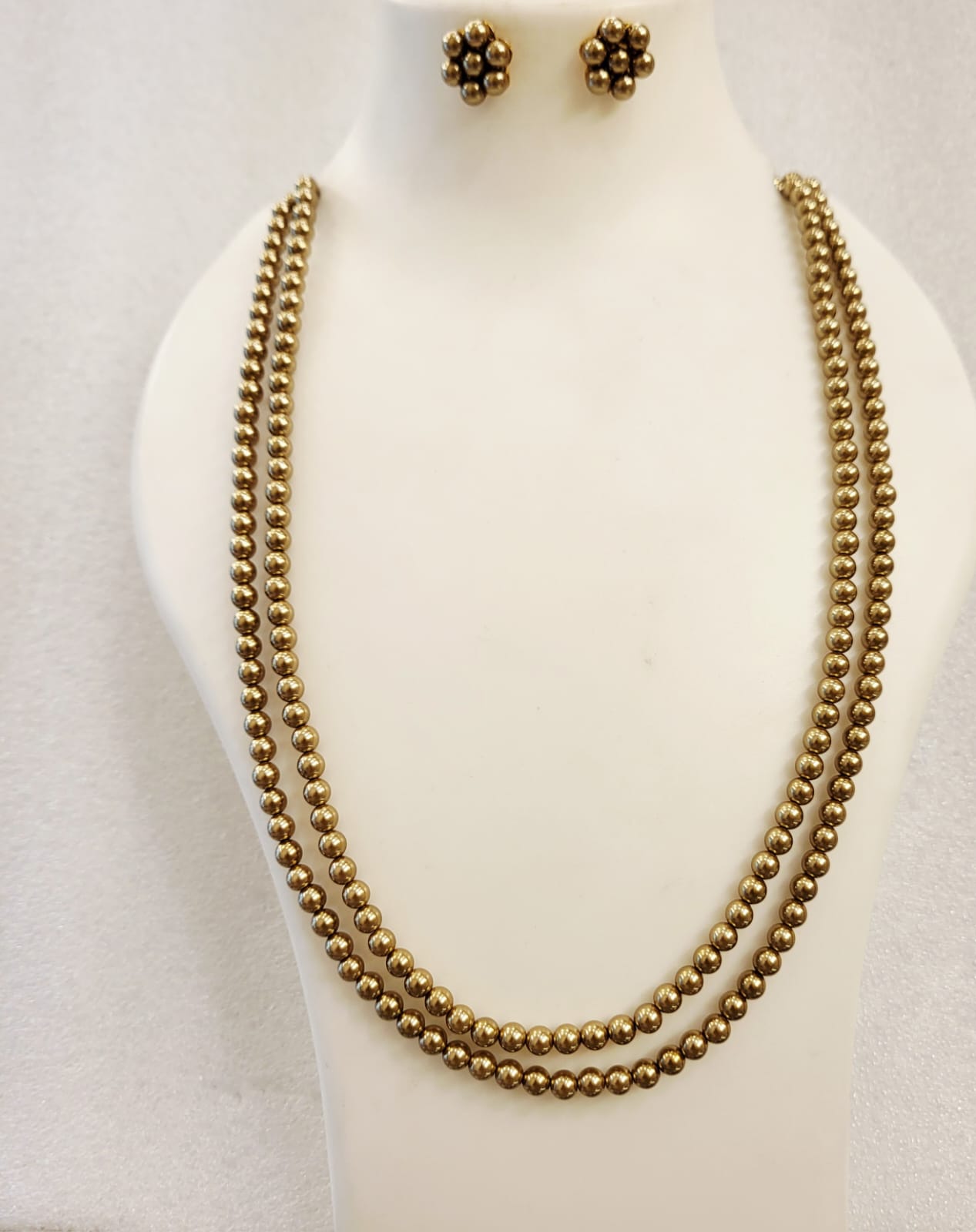 Two Layered Golden Pearls Necklace Set m683 683