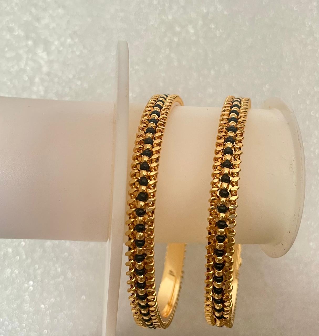 Alternate Black and Golden Beads Bangles m748 748