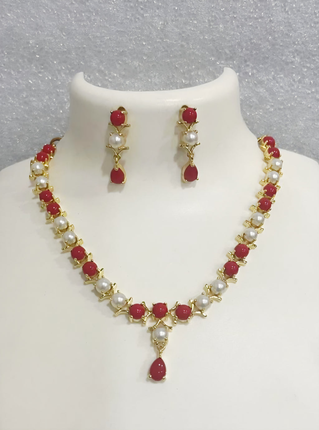2 Coral 2 Moti Necklace Set m764 764