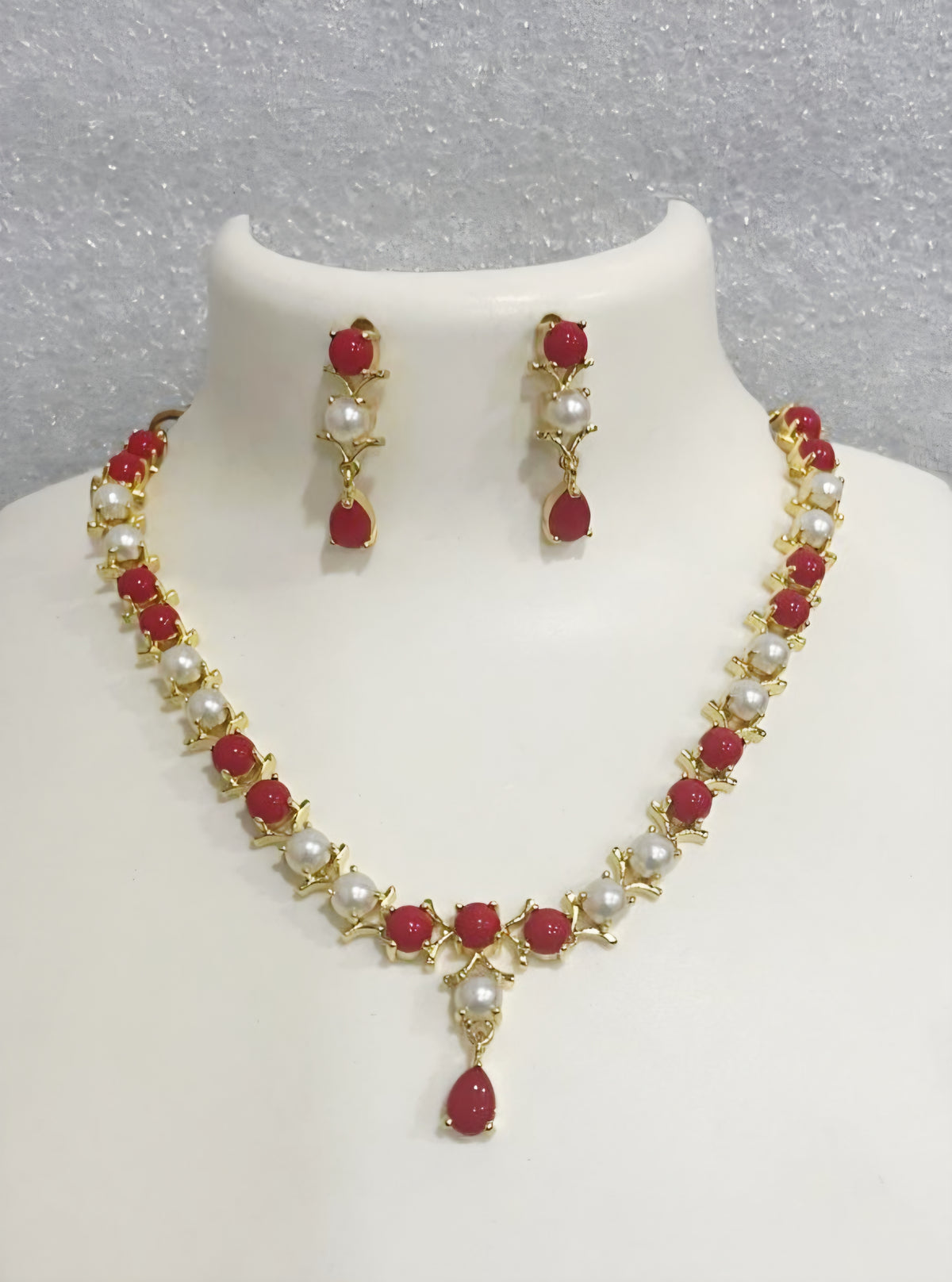 2 Coral 2 Moti Necklace Set m764 764