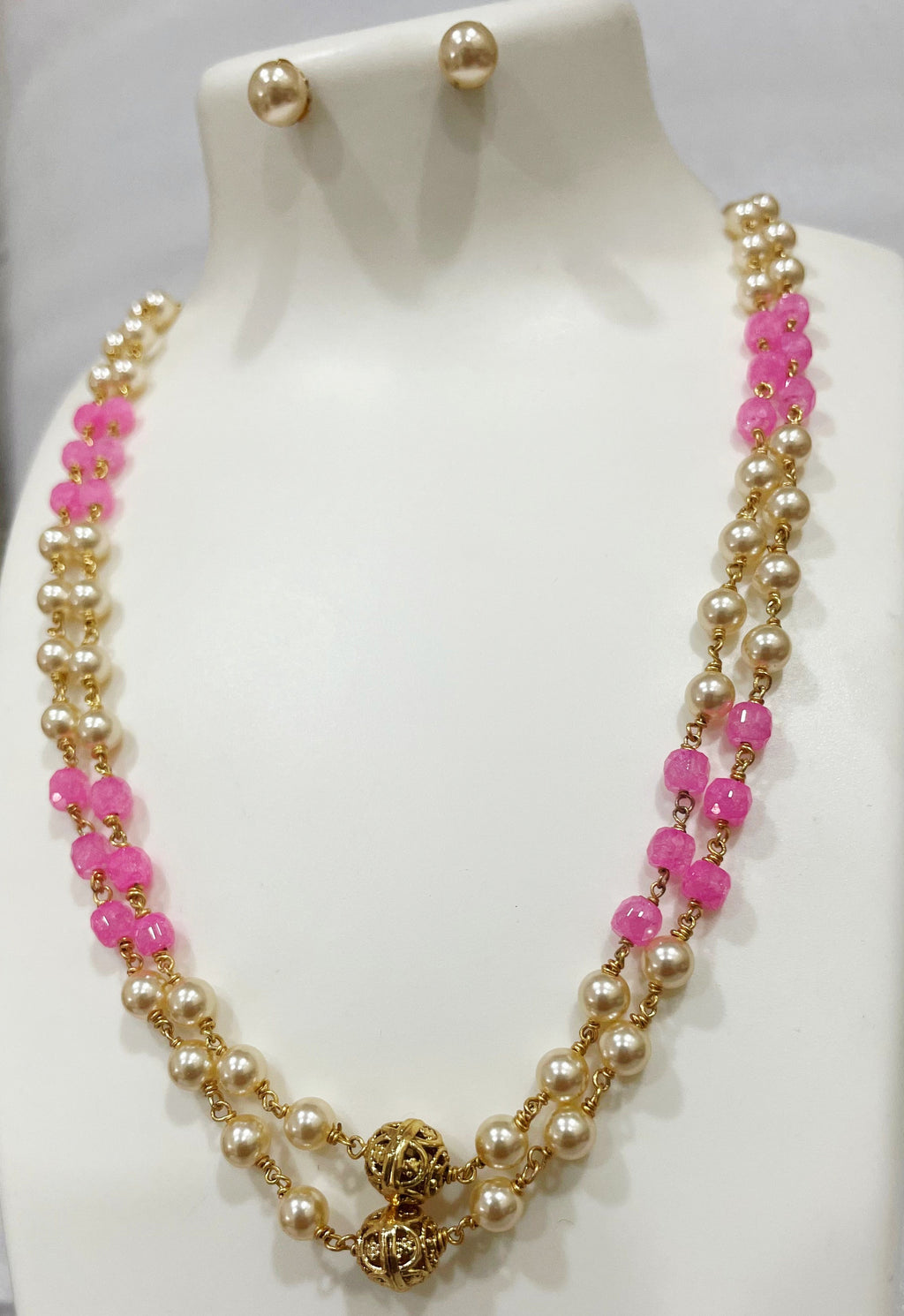 Pink Peach Two Layered Ranihaar  m428 428