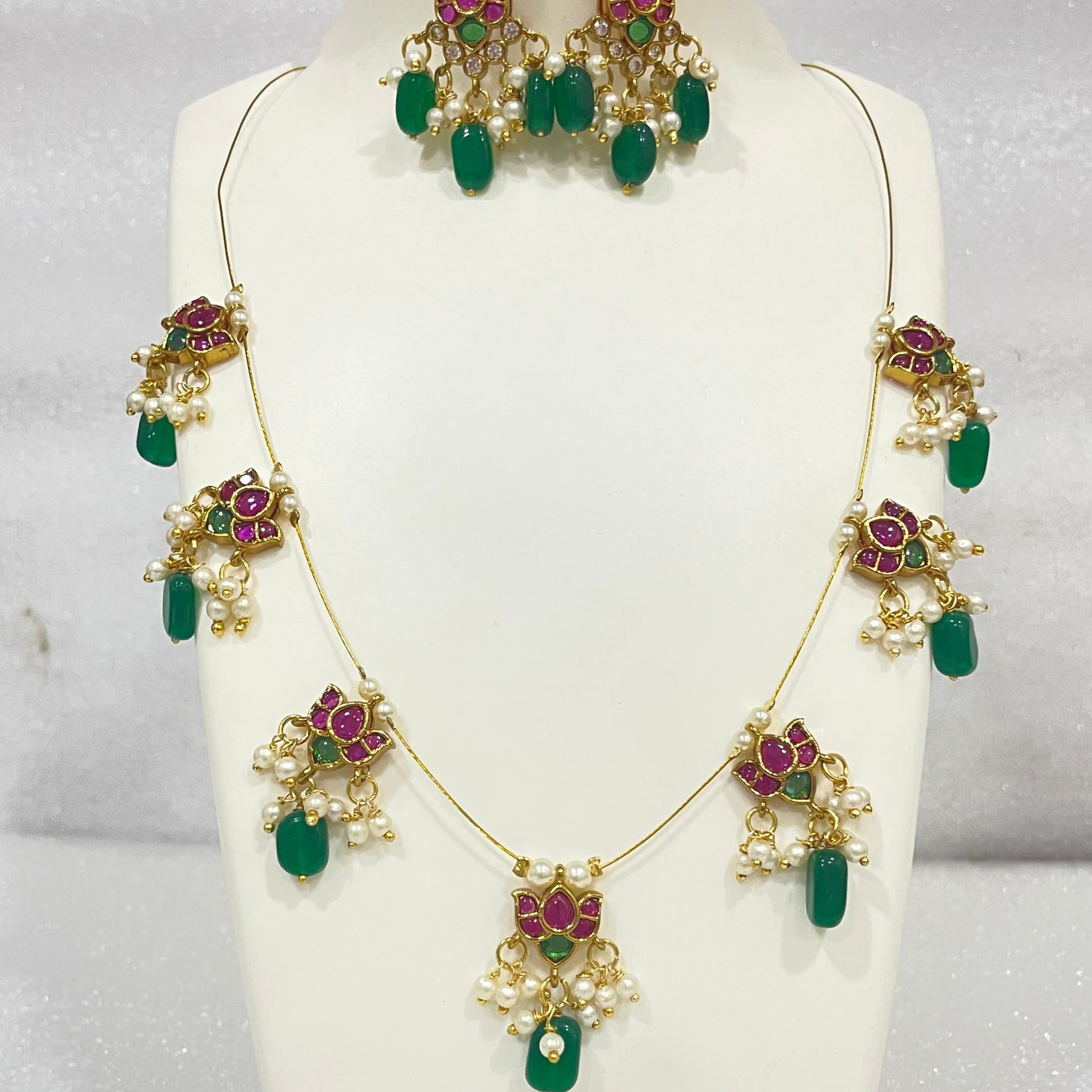 Antique finish Kundan beaded String Necklace N1107 1107