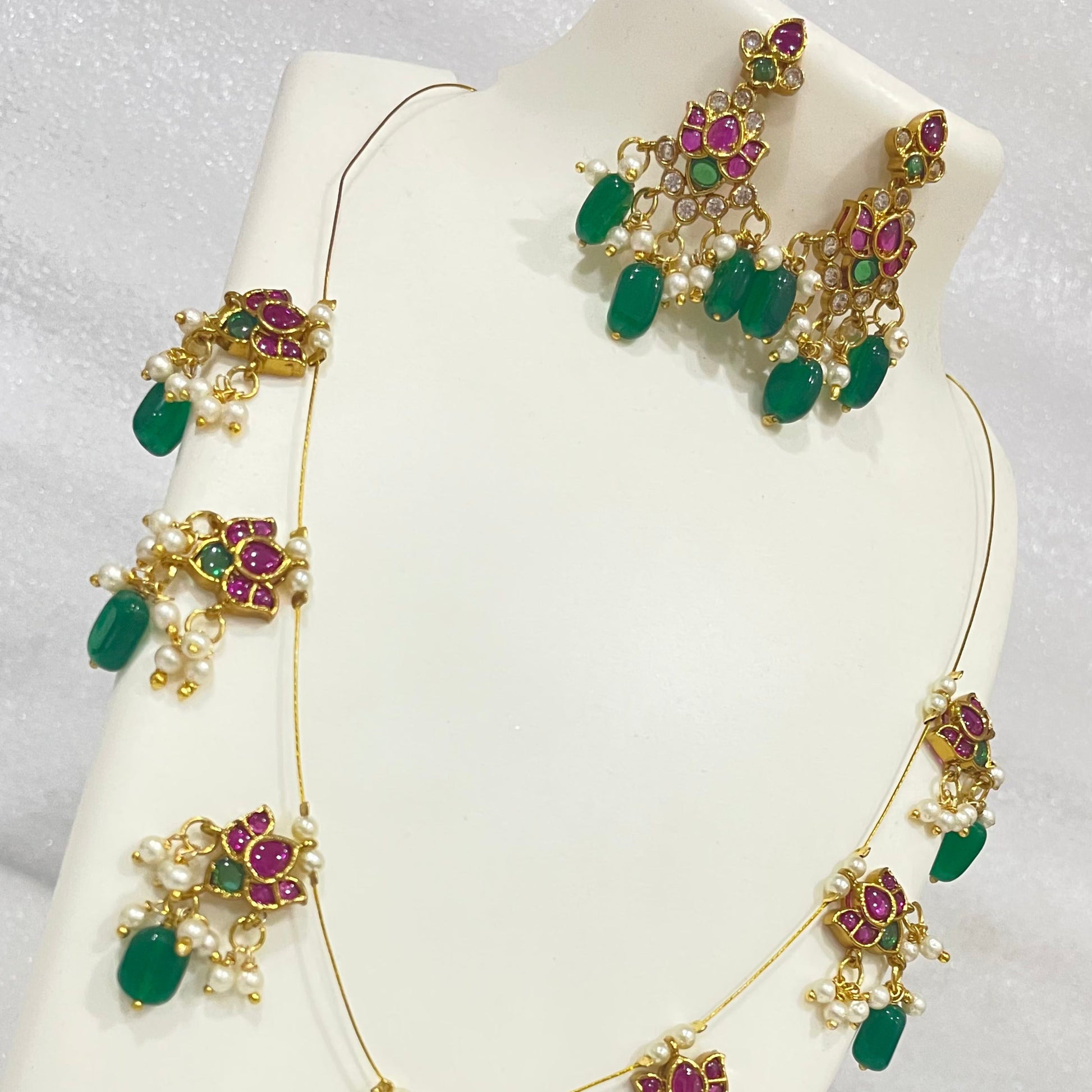 Antique finish Kundan beaded String Necklace N1107 1107