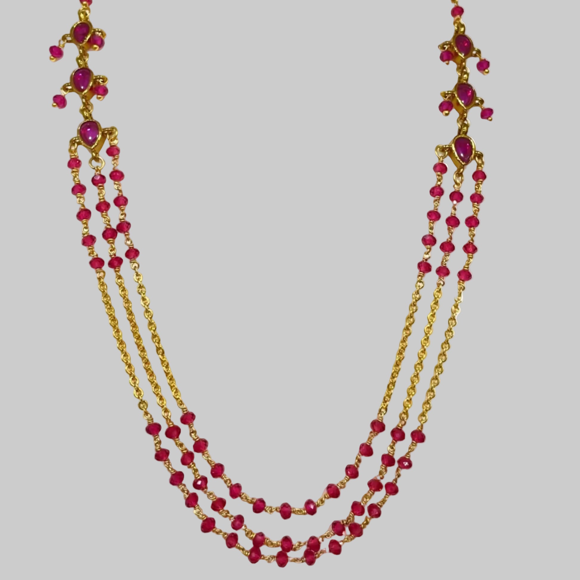 3 layered ruby color necklace m352 352