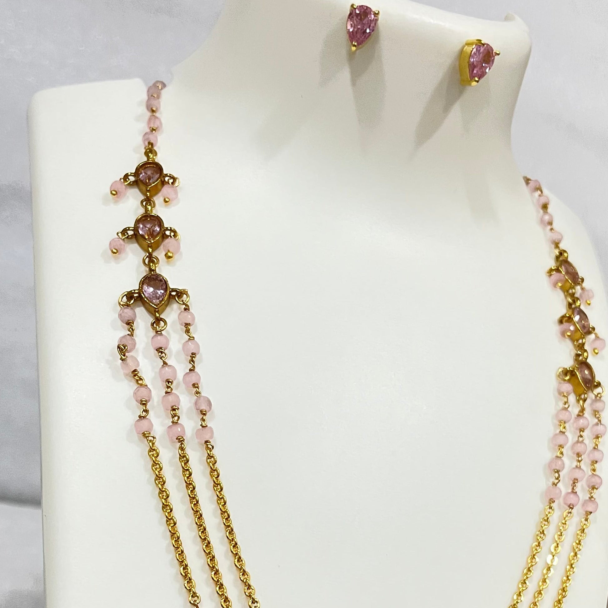 Pink Chain link Necklace Set m356