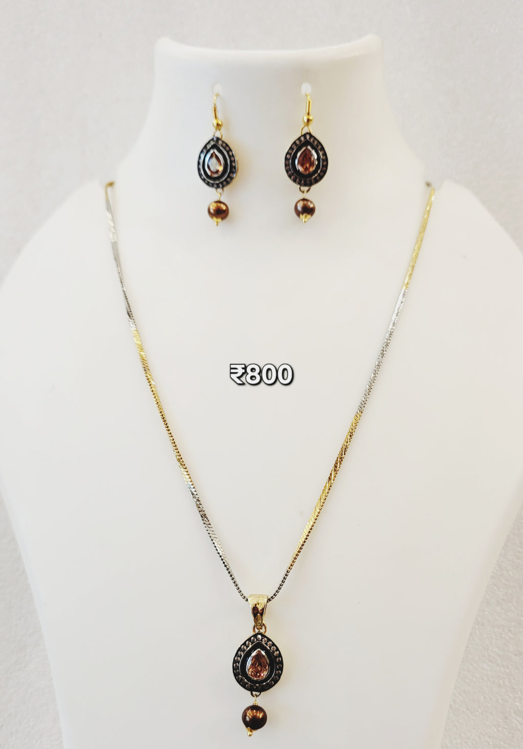 Oxidised Champagne Colour Locket Set m588 588