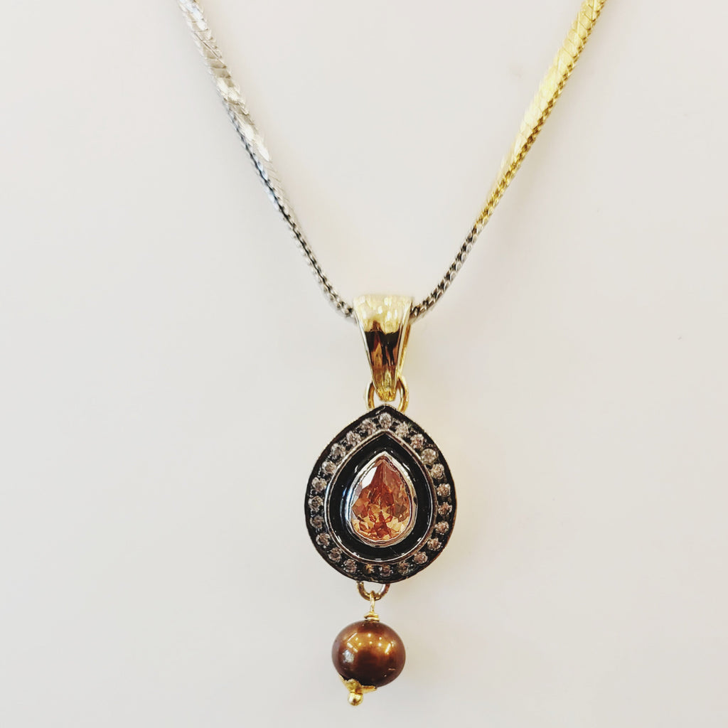 Oxidised Champagne Colour Locket Set m588 588