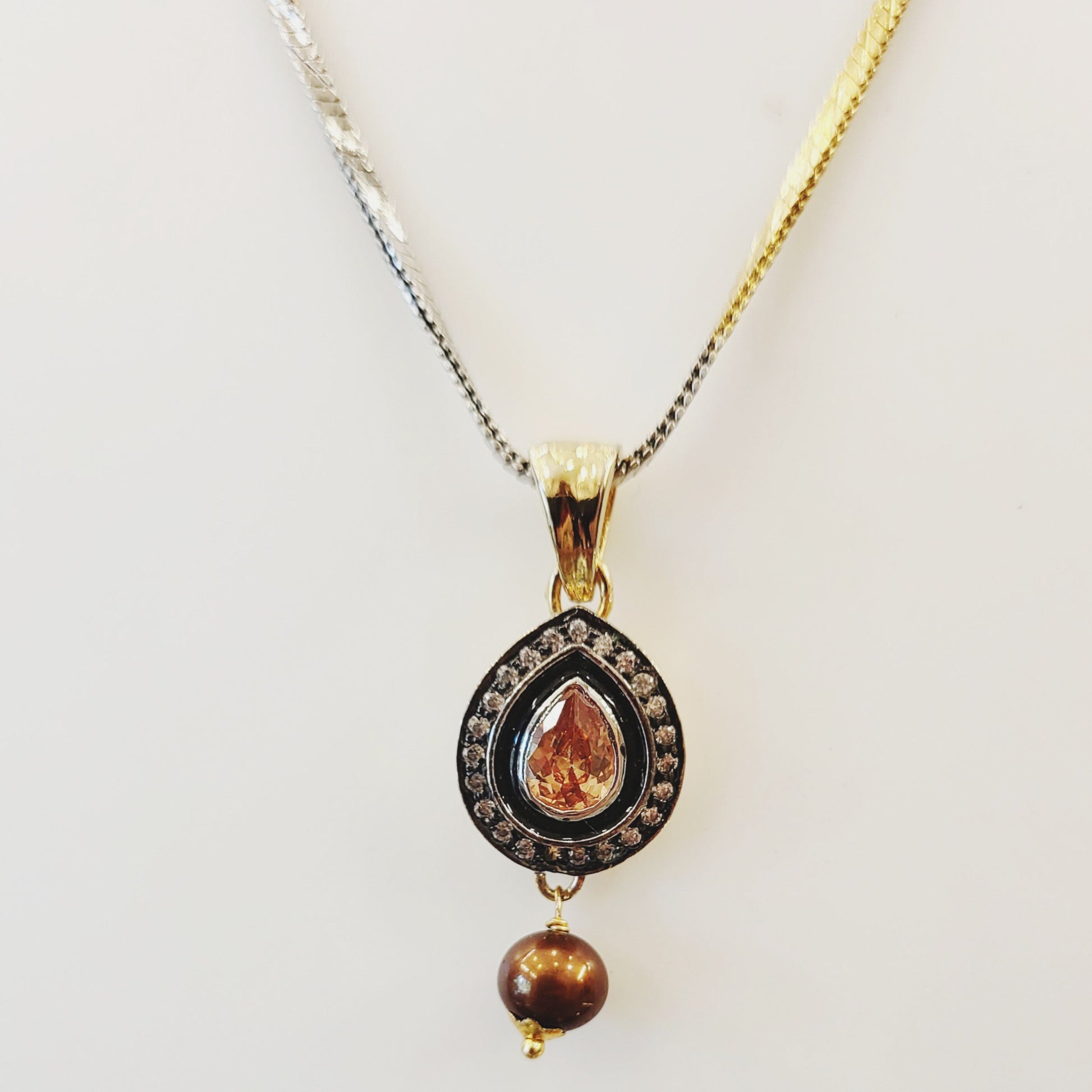 Oxidised Champagne Colour Locket Set m588 588